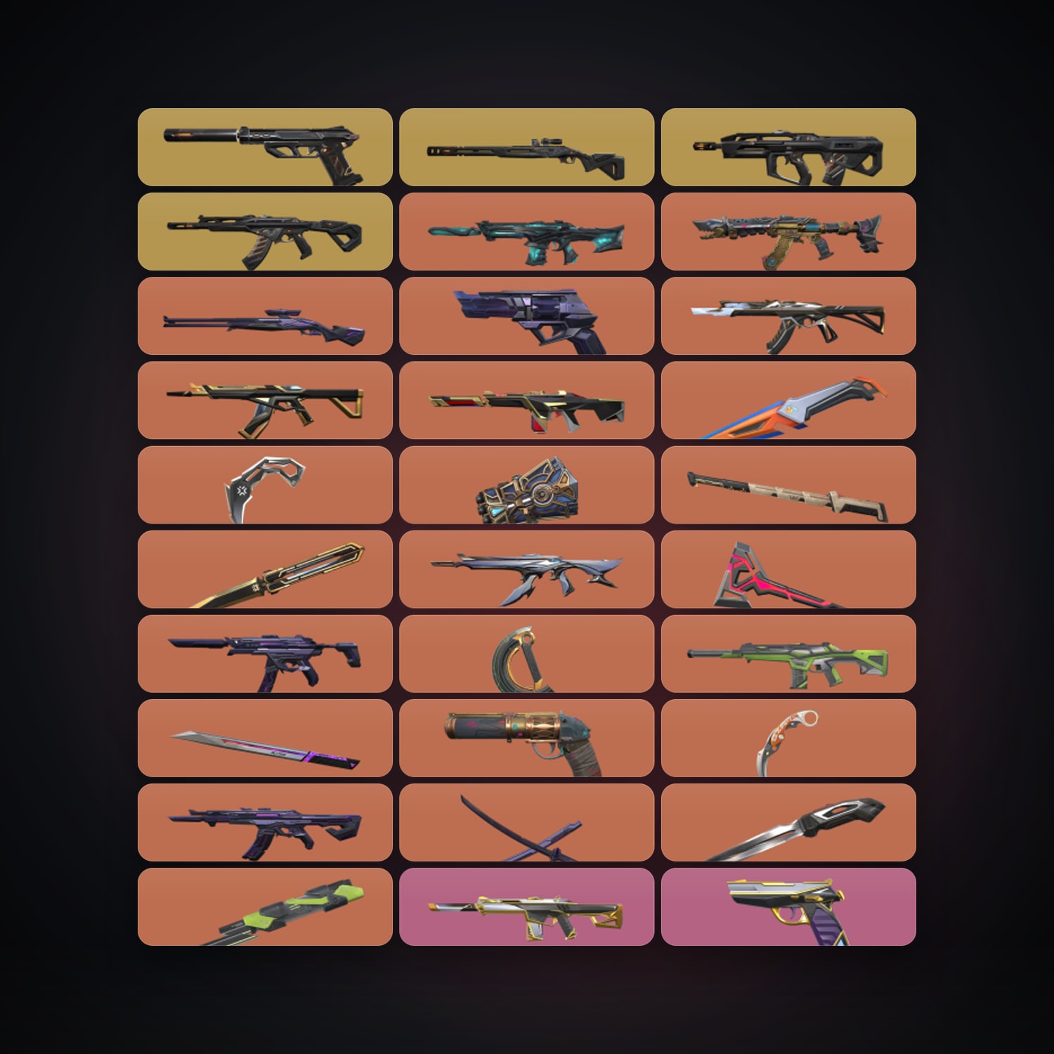 Valorant account: AP Gold 1 locker — 12 knives, 117 skins, lvl 415 — HabibiAccounts