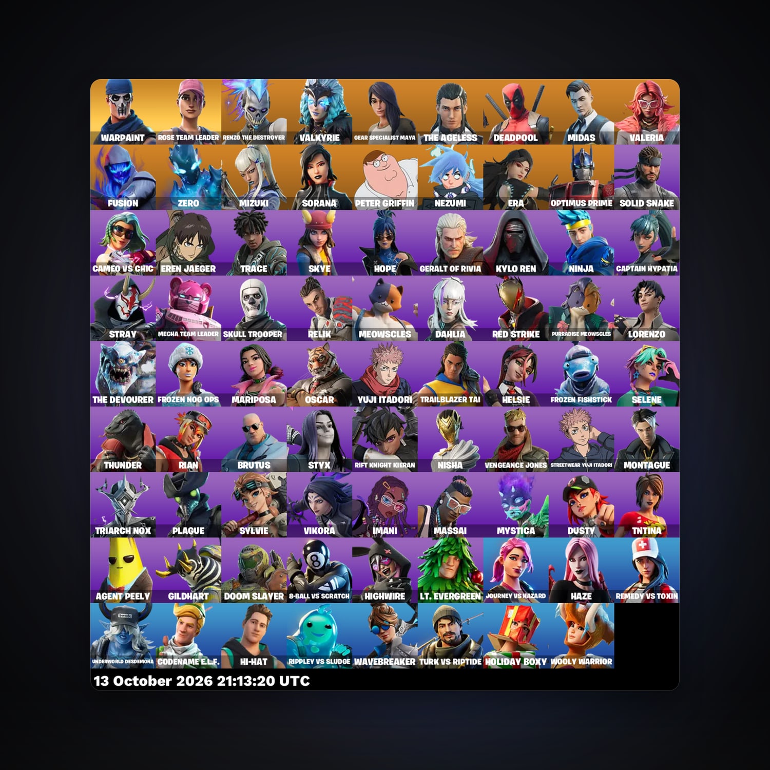 Fortnite account with Midas & Deadpool — 80 skins — 3K V-Bucks — lvl 1138 — HabibiAccounts