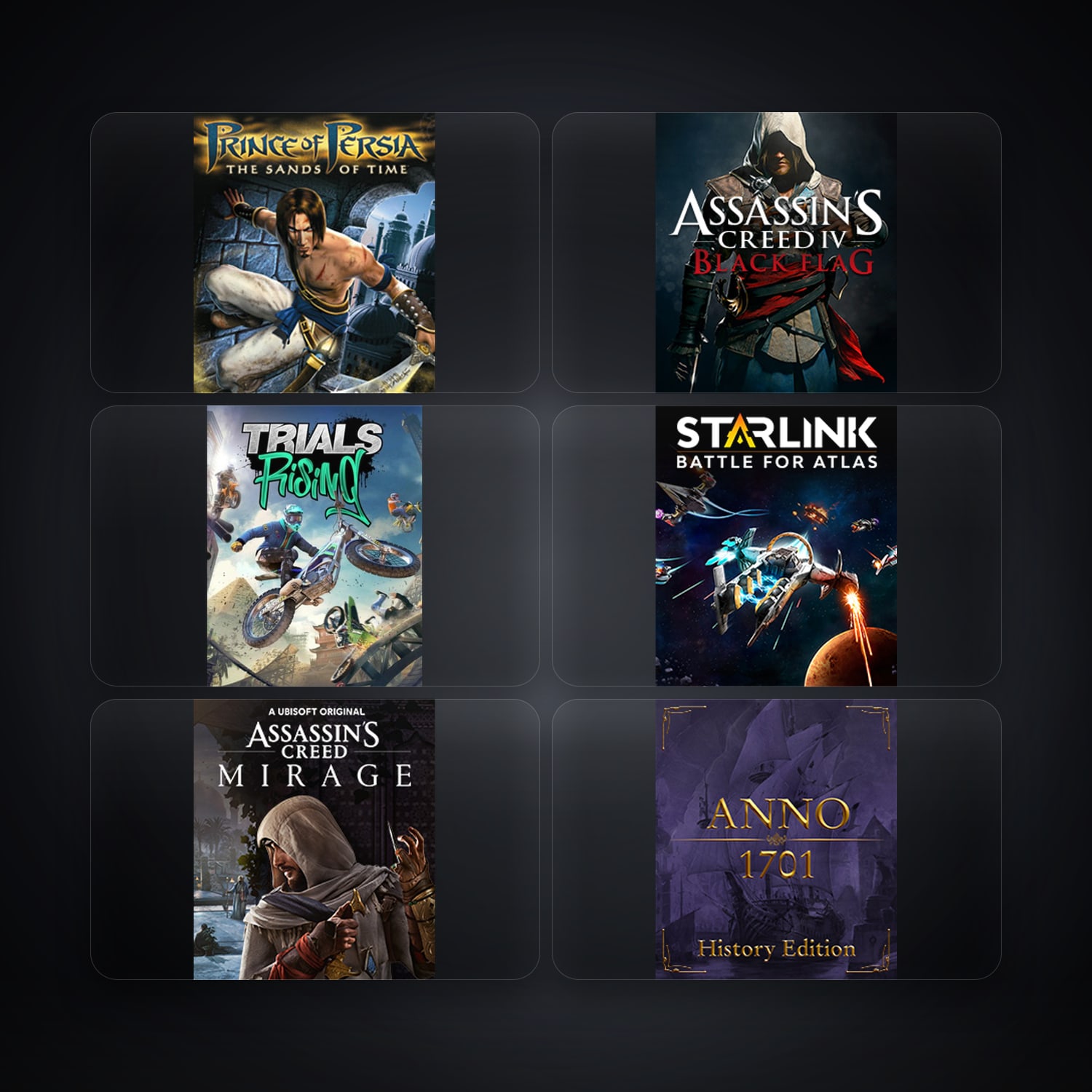حساب يوبيسوفت فيه Prince of Persia: The Sands of Time وAssassin’s Creed IV Black Flag، FR، 6 ألعاب — HabibiAccounts