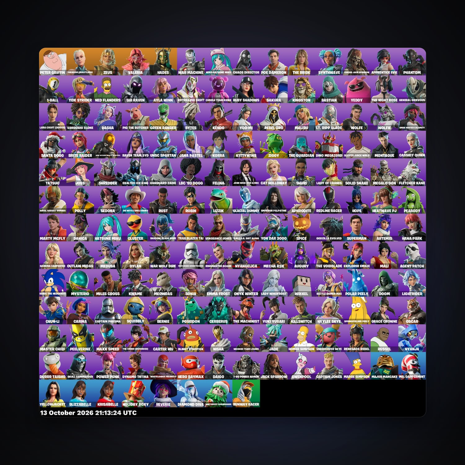 Fortnite account with Peter Griffin & Paradigm (Reality-659) — 176 skins — 900 V-Bucks — lvl 2594 — HabibiAccounts