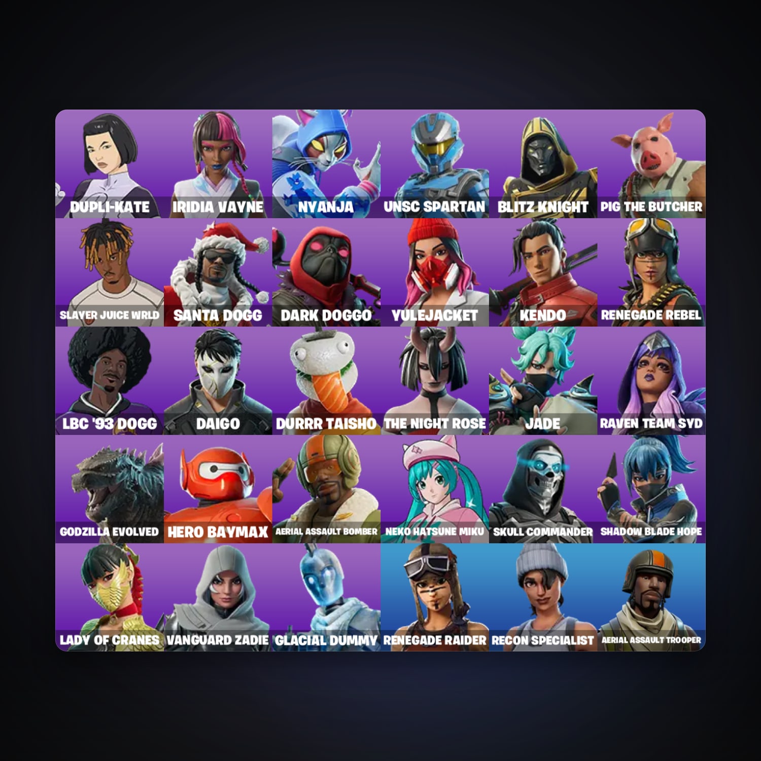 Fortnite account with Renegade Raider & Aerial Assault Trooper — 31 skins — 300 V-Bucks — lvl 2158 — HabibiAccounts