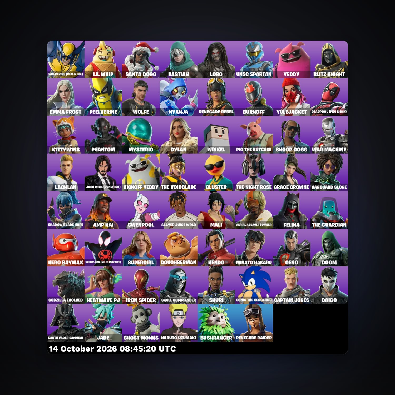 Fortnite account with Renegade Raider & Wolverine (Pen & Ink) — 62 skins — 800 V-Bucks — lvl 1939 — HabibiAccounts