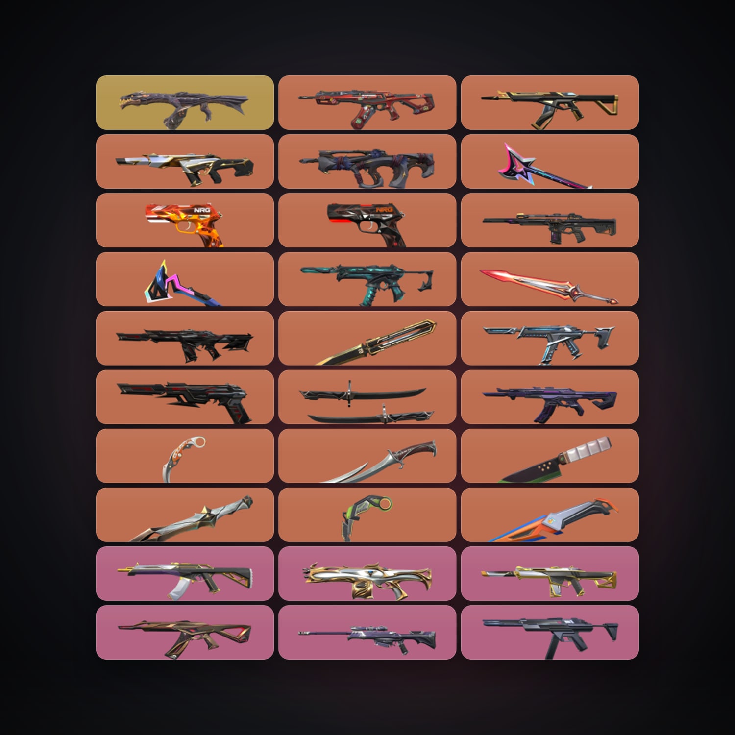 Valorant account: AP Gold 1 locker — 11 knives, 162 skins, lvl 811 — HabibiAccounts
