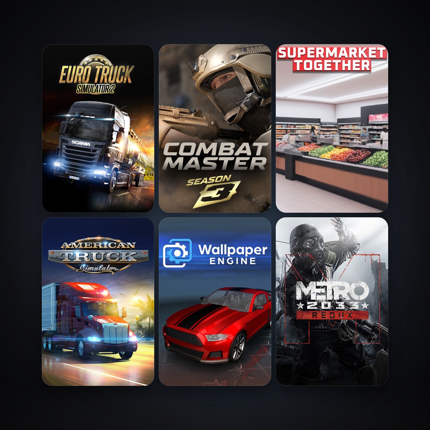Steam account: Euro Truck Simulator 2 + American Truck Simulator, 16 games, clean — HabibiAccounts