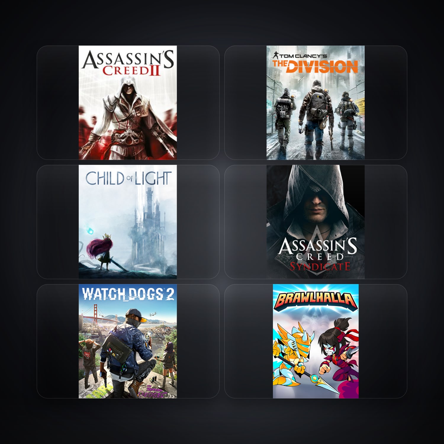 حساب يوبيسوفت فيه Assassin's Creed II وTom Clancy's The Division، BR، 6 ألعاب — HabibiAccounts