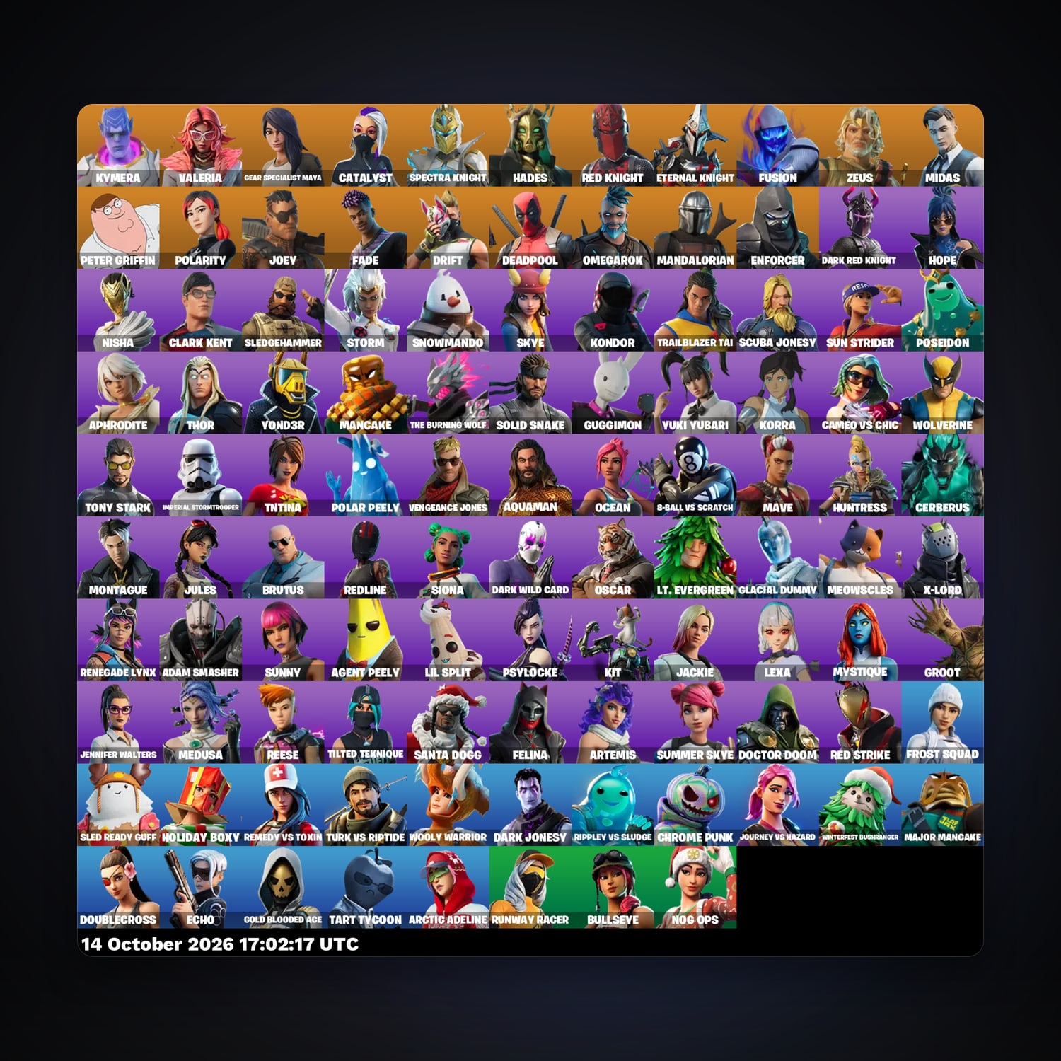 Fortnite account with Midas & Kymera — 107 skins — 1.1K V-Bucks — lvl 3118 — HabibiAccounts