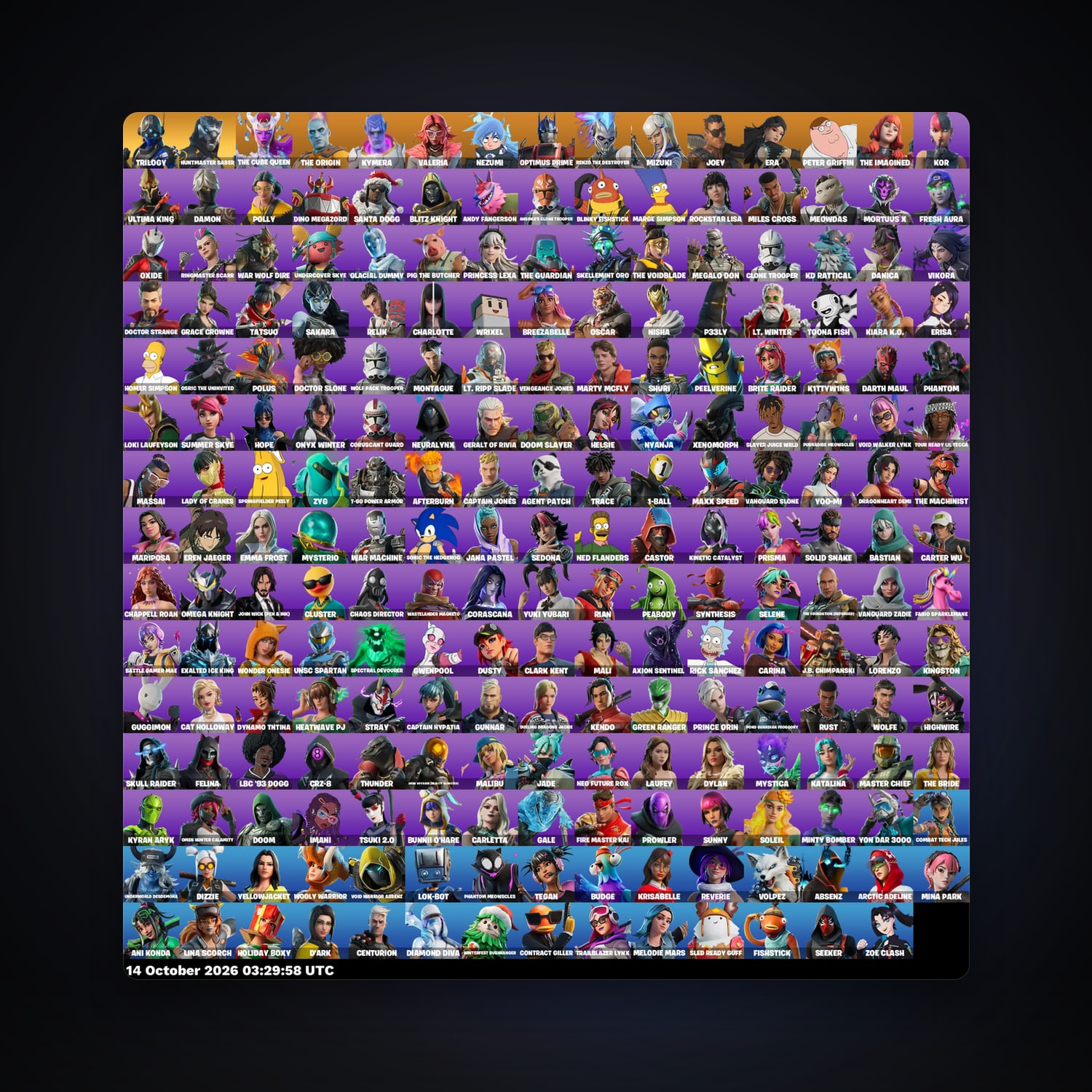 حساب فورتنايت The Cube Queen وThe Origin، اللوكر مليان 224 سكن، 1.5K فيبوكس، لفل 2453، 106 فوز — HabibiAccounts