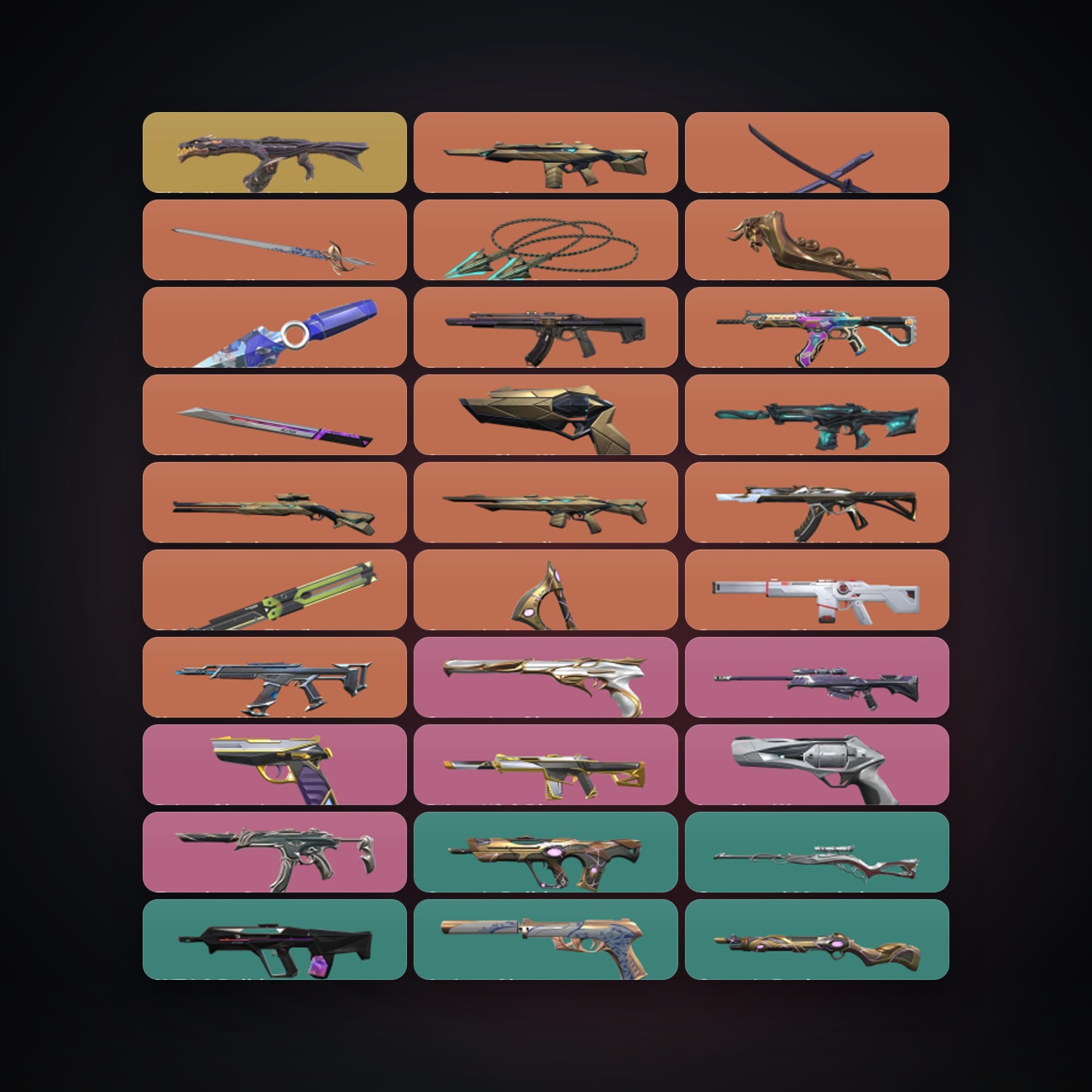 Valorant account: AP Plat 1 locker — 8 knives, 94 skins, lvl 284 — HabibiAccounts