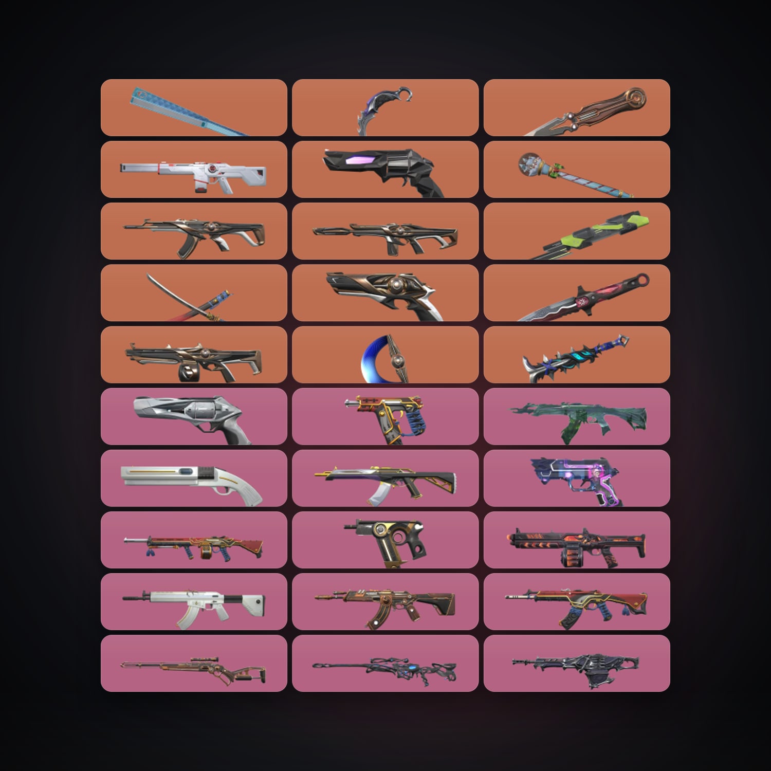 Valorant account: NA Plat 1 locker — 9 knives, 110 skins, lvl 133 — HabibiAccounts