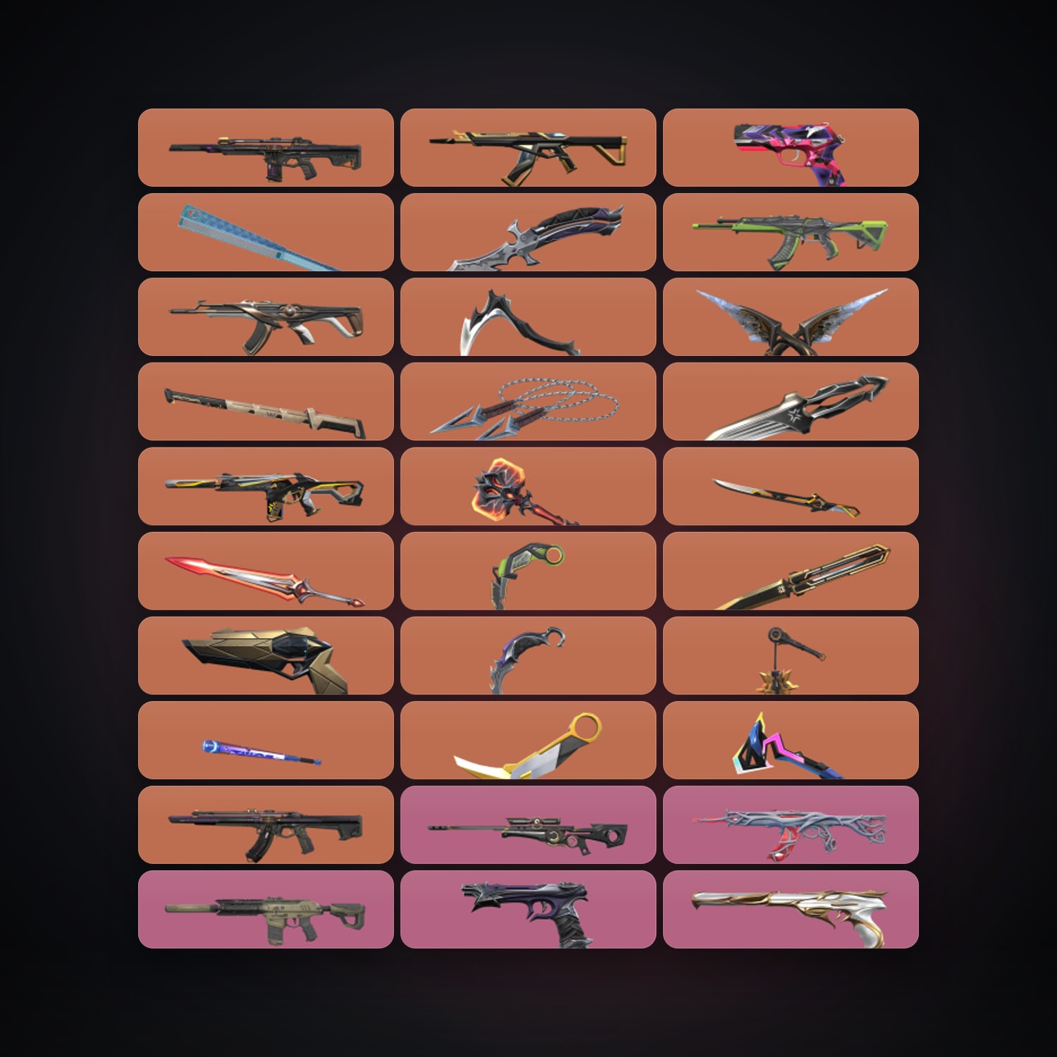 Valorant account: AP Immortal 1 locker — 17 knives, 103 skins, lvl 132 — HabibiAccounts