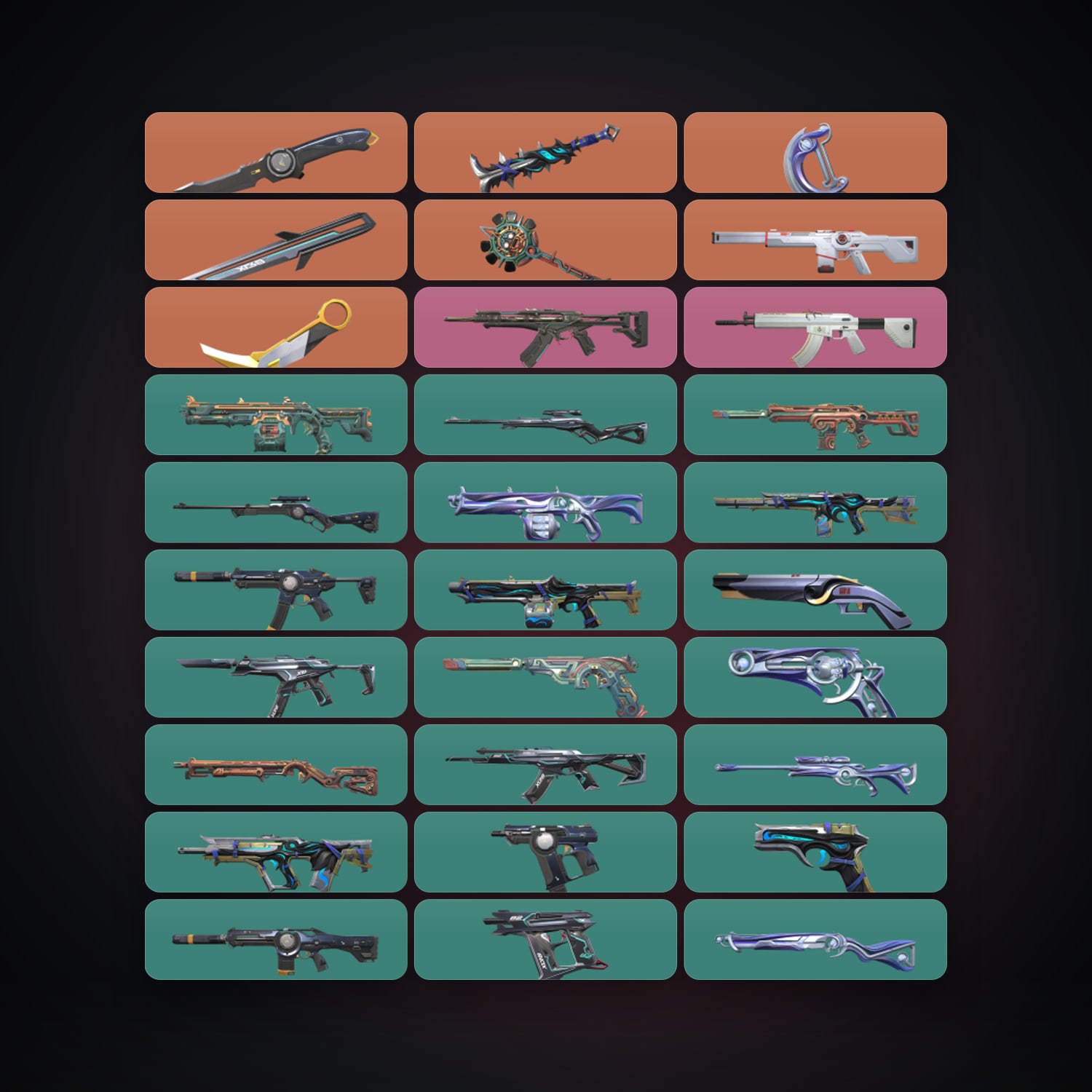 Valorant account: AP Silver 3 locker — 6 knives, 77 skins, lvl 166 — HabibiAccounts