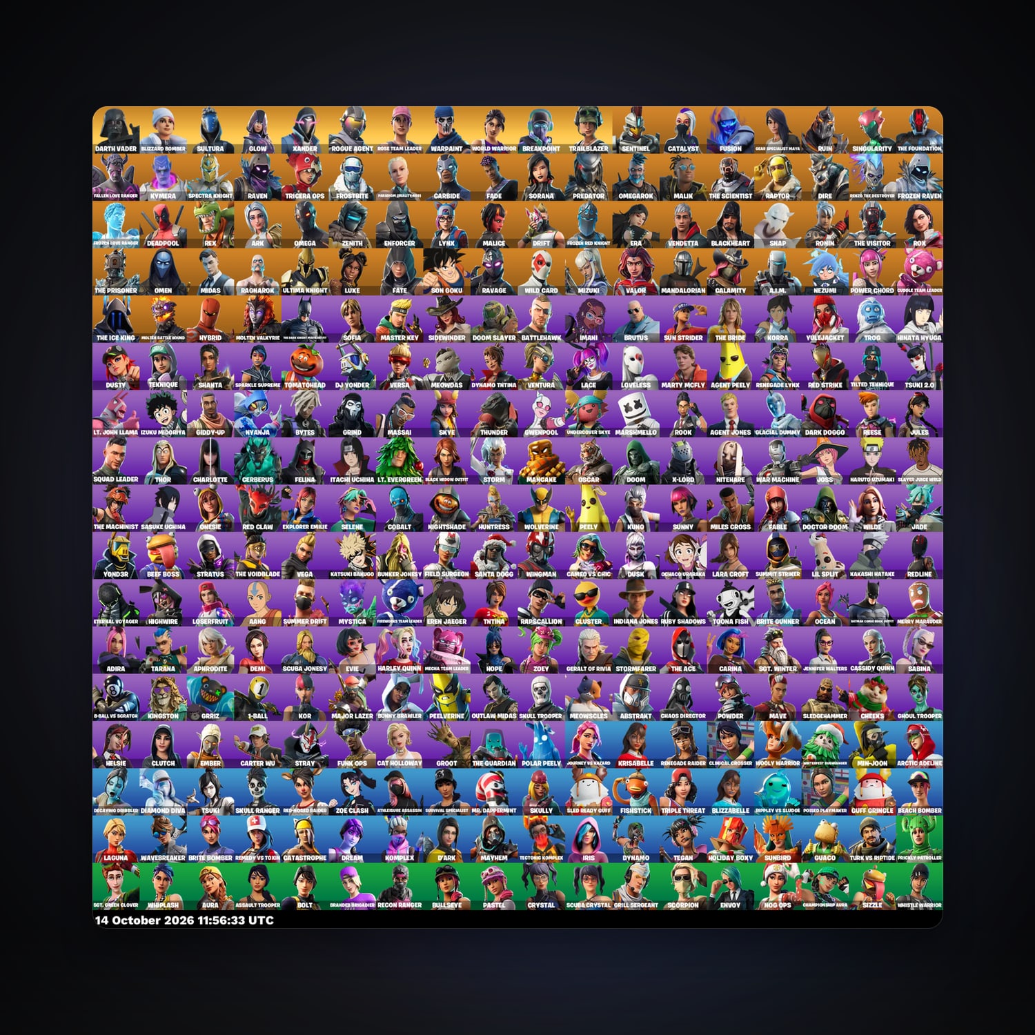 حساب فورتنايت Raven وSentinel، اللوكر مليان 306 سكن، 200 فيبوكس، لفل 2079، 229 فوز — HabibiAccounts