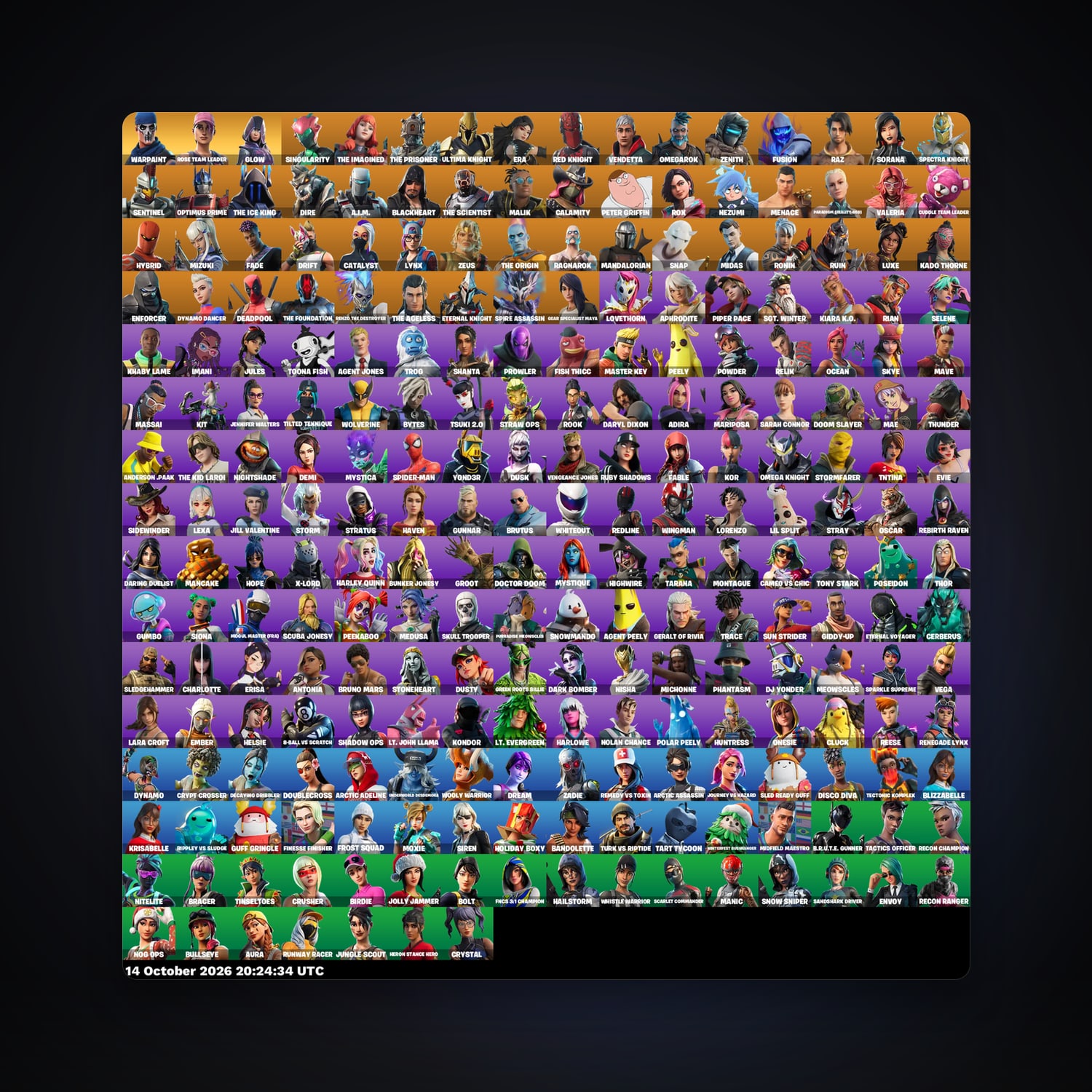 Fortnite account with Singularity & The Imagined — 247 skins — 350 V-Bucks — lvl 2650 — HabibiAccounts