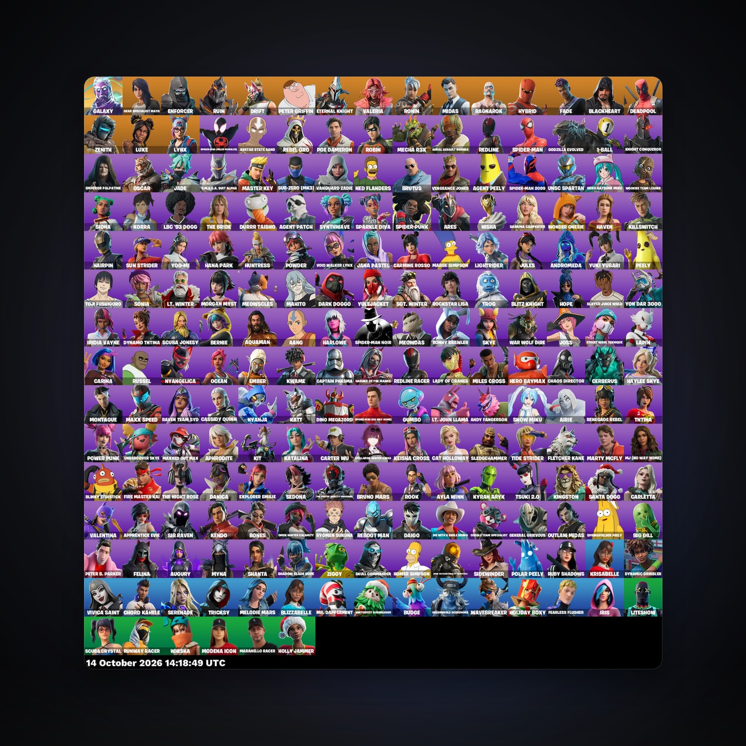 حساب فورتنايت Drift وMidas، اللوكر مليان 216 سكن، 100 فيبوكس، لفل 3890، 766 فوز — HabibiAccounts