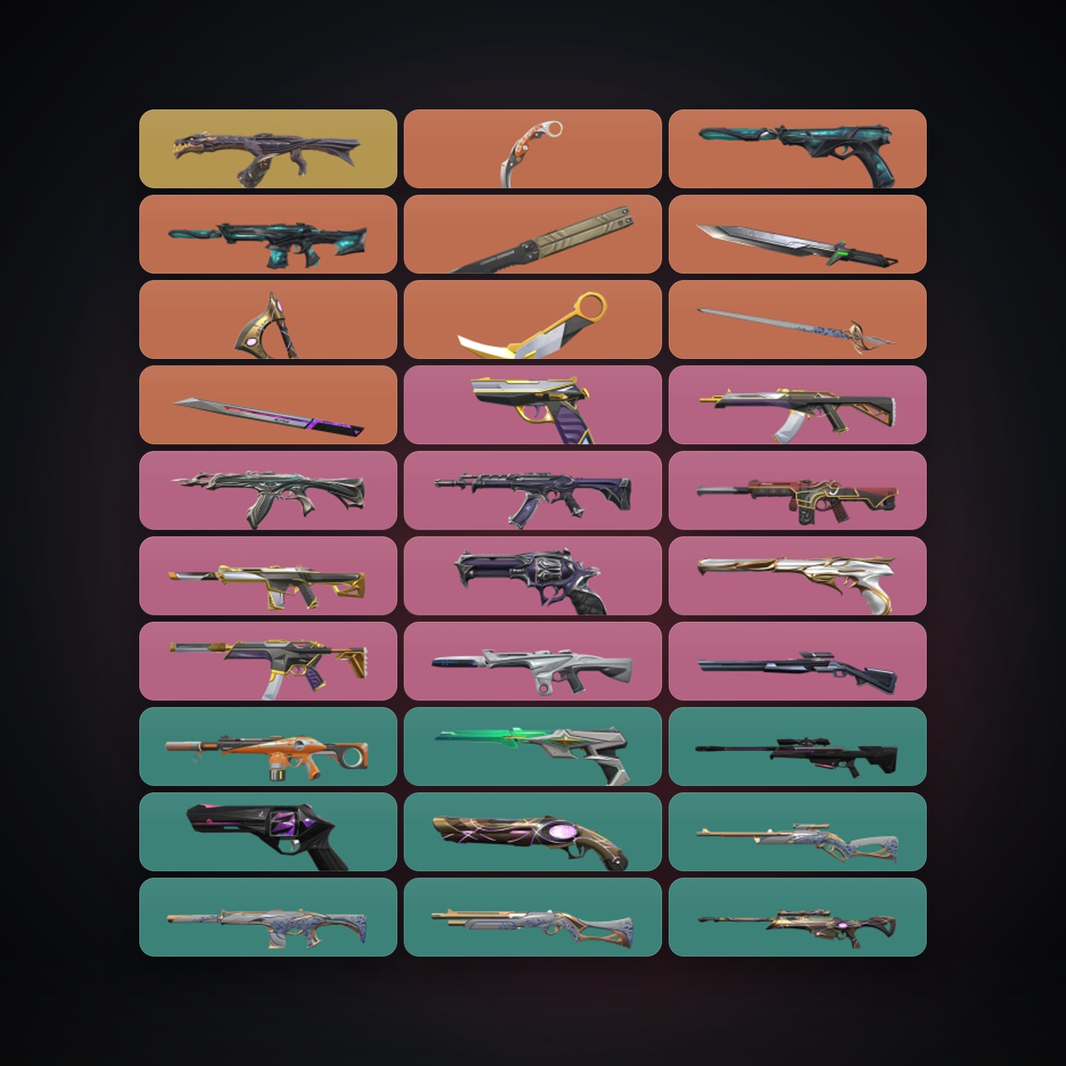 Valorant account: LA Silver 3 locker — 7 knives, 104 skins, lvl 350 — HabibiAccounts