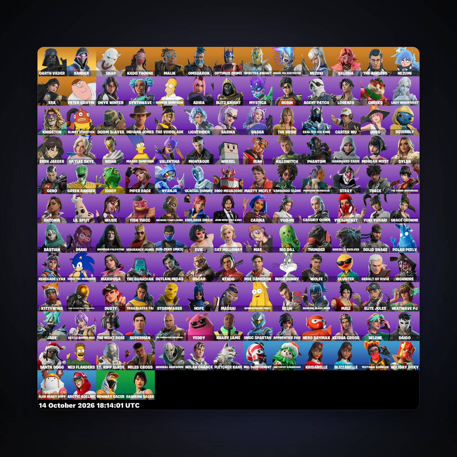 Fortnite account with Snap & Kado Thorne — 147 skins — 1.4K V-Bucks — lvl 2674 — HabibiAccounts