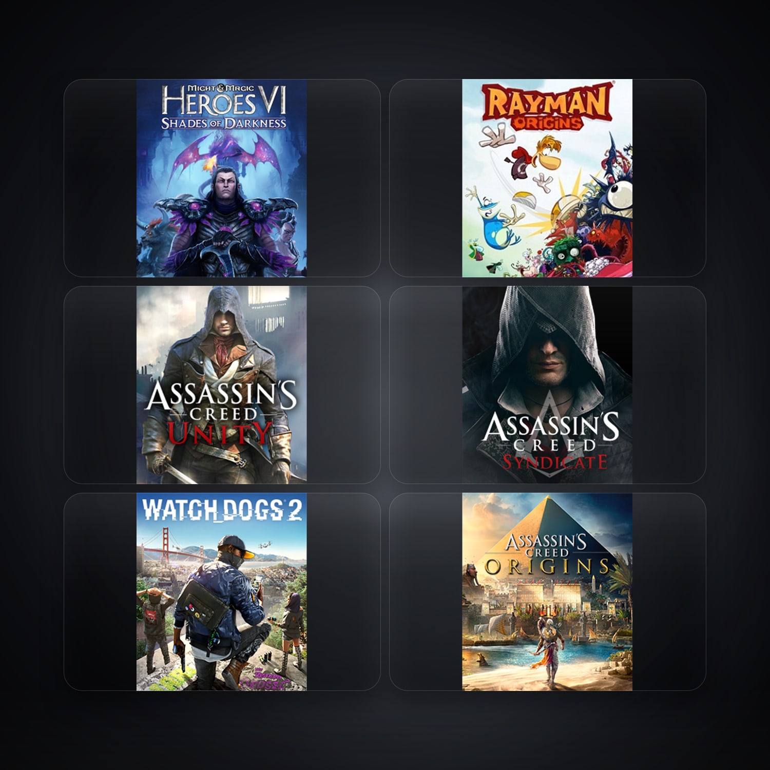 Ubisoft account — Might & Magic Heroes VI + Rayman Origins — AR — 8 games — HabibiAccounts