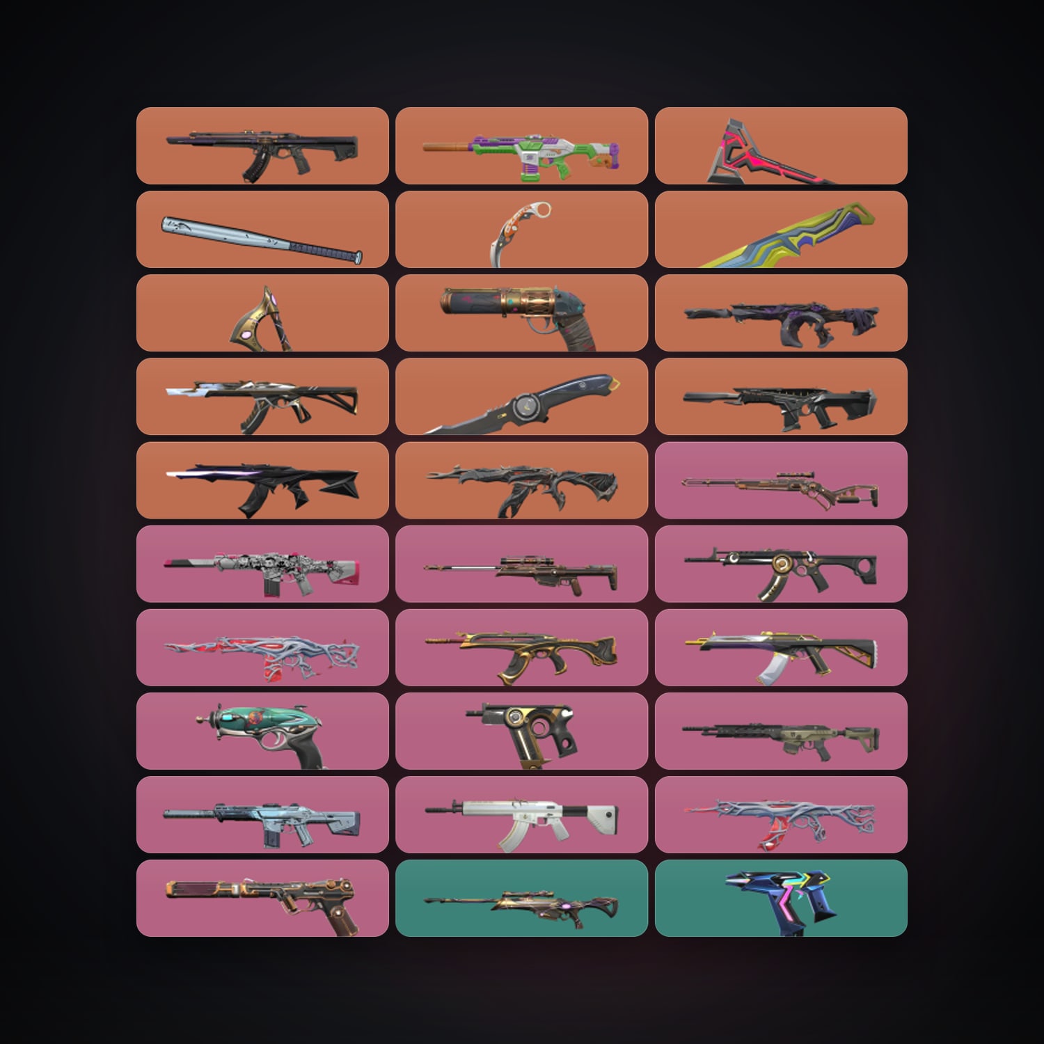 Valorant account: AP Diamond 1 locker — 6 knives, 124 skins, lvl 523 — HabibiAccounts