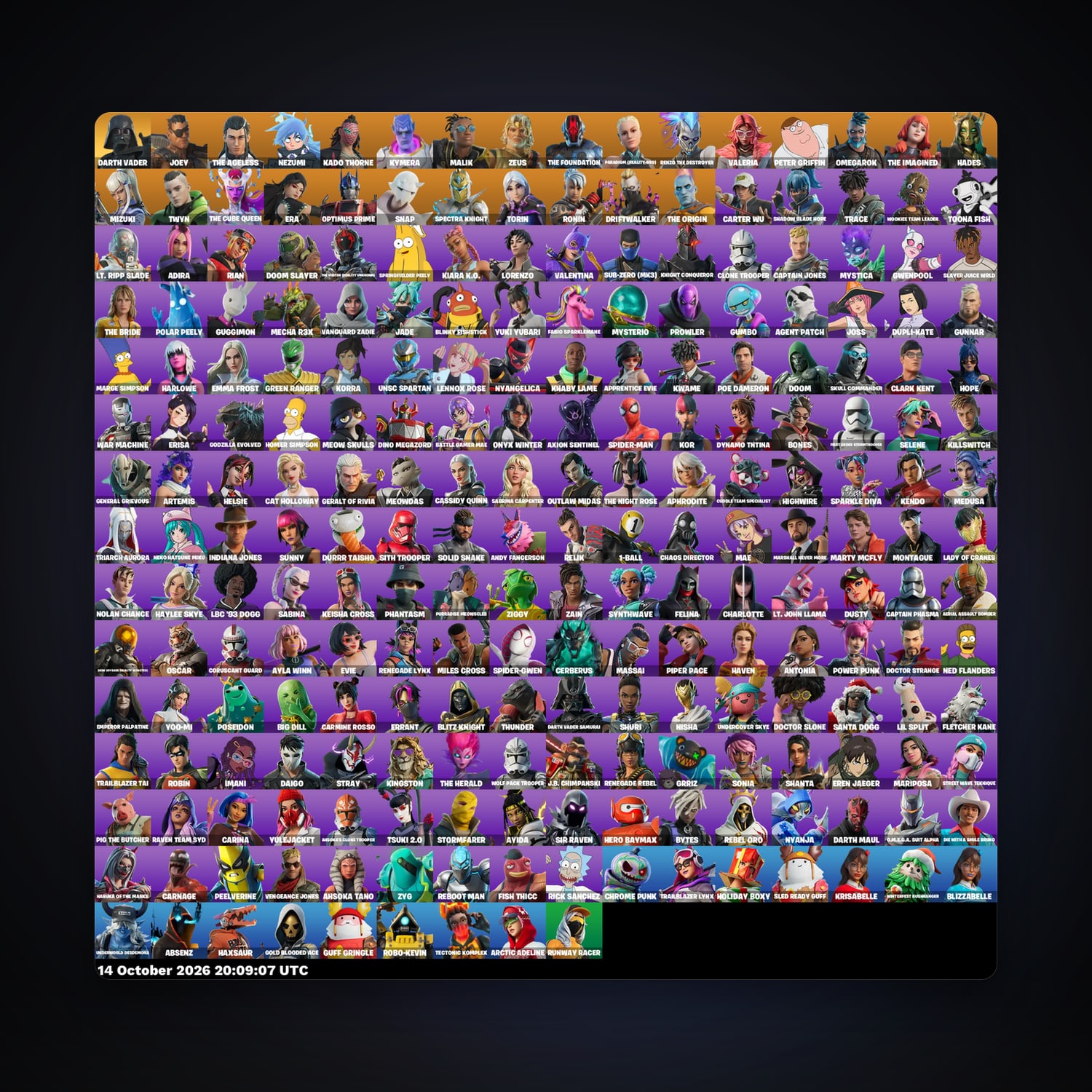 حساب فورتنايت Joey وThe Ageless، اللوكر مليان 233 سكن، 1.4K فيبوكس، لفل 4139، 539 فوز — HabibiAccounts