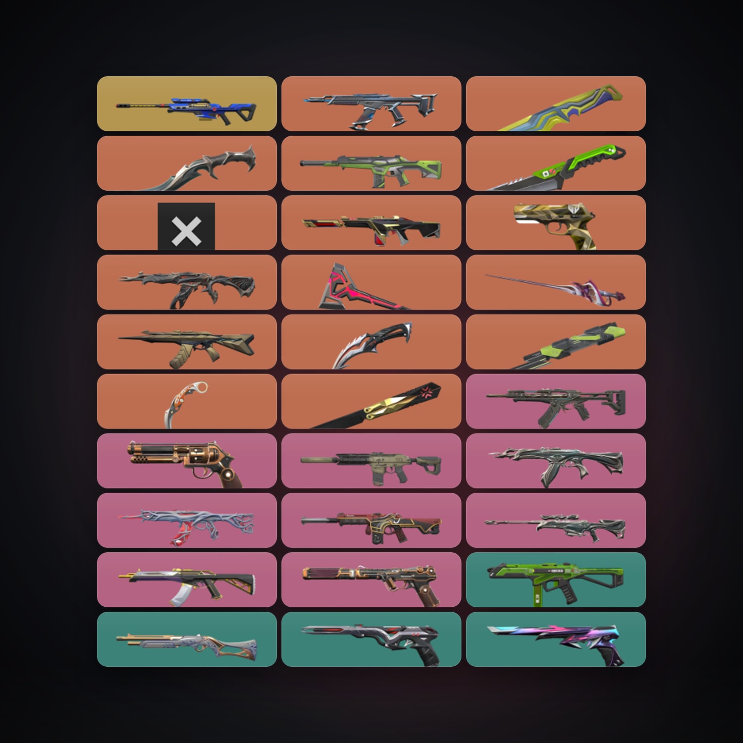 Valorant account: AP Diamond 1 locker — 10 knives, 138 skins, lvl 511 — HabibiAccounts