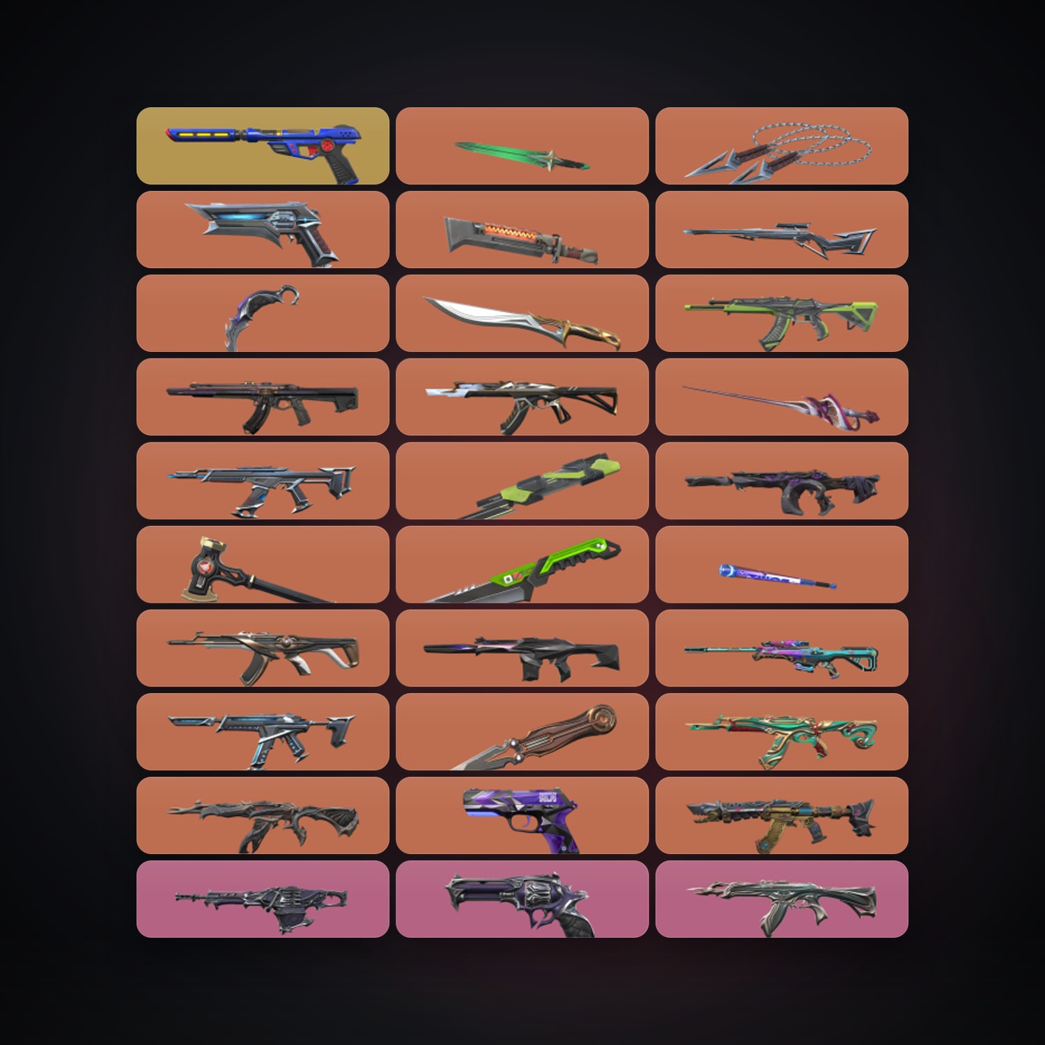 Valorant account: EU Gold 2 locker — 11 knives, 121 skins, lvl 389 — HabibiAccounts