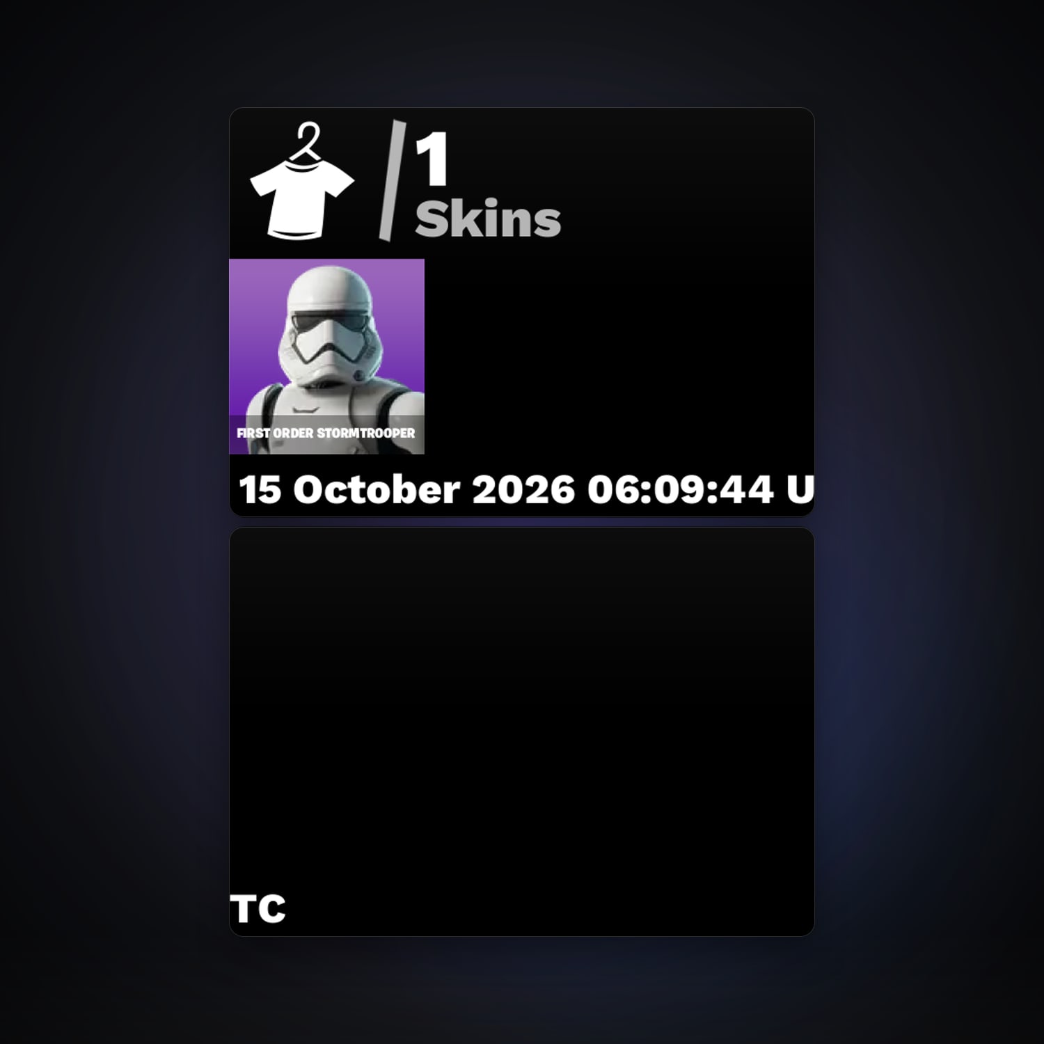 حساب فورتنايت First Order Stormtrooper، لوكر 1 سكن، 2.8K فيبوكس، لفل 51، 8 فوز — HabibiAccounts