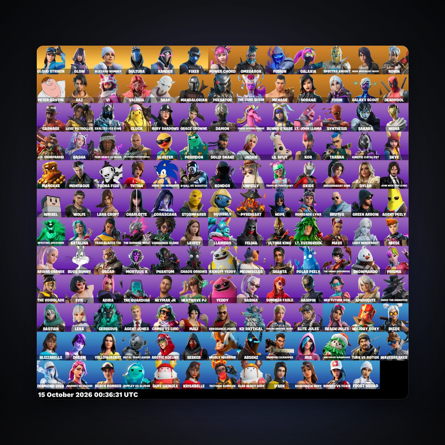 Fortnite account with Power Chord & Omegarok — 155 skins — 2.3K V-Bucks — lvl 1844 — HabibiAccounts