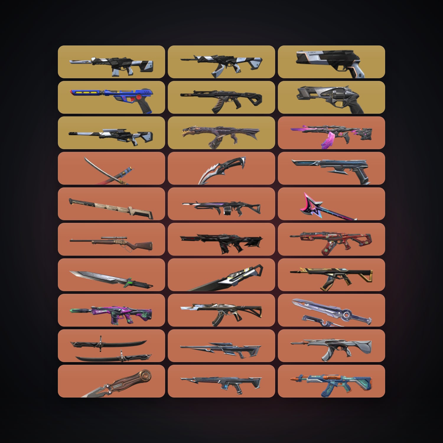 Valorant account: EU Gold 1 locker — 17 knives, 191 skins, lvl 394 — HabibiAccounts