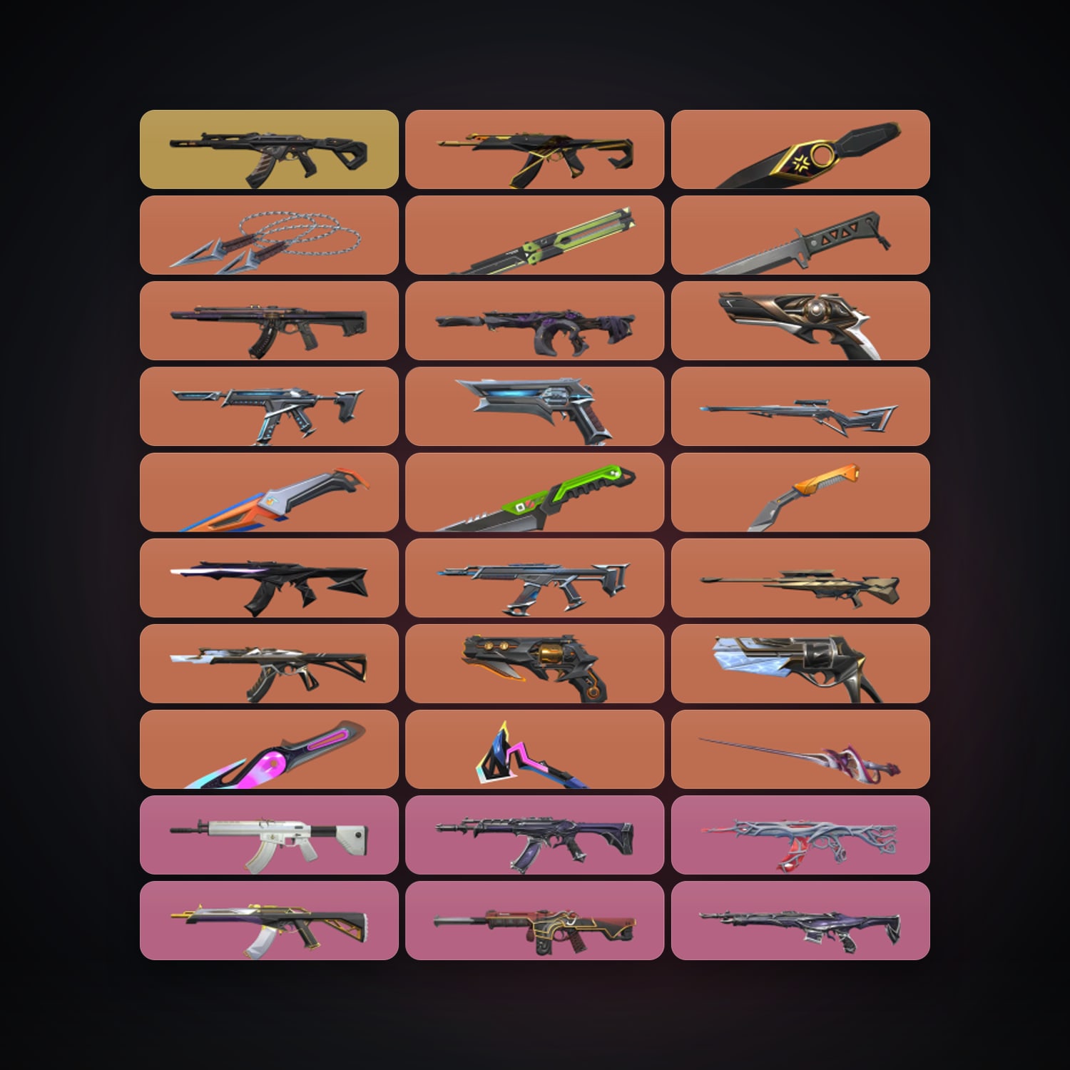 Valorant account: EU Gold 3 locker — 10 knives, 123 skins, lvl 166 — HabibiAccounts