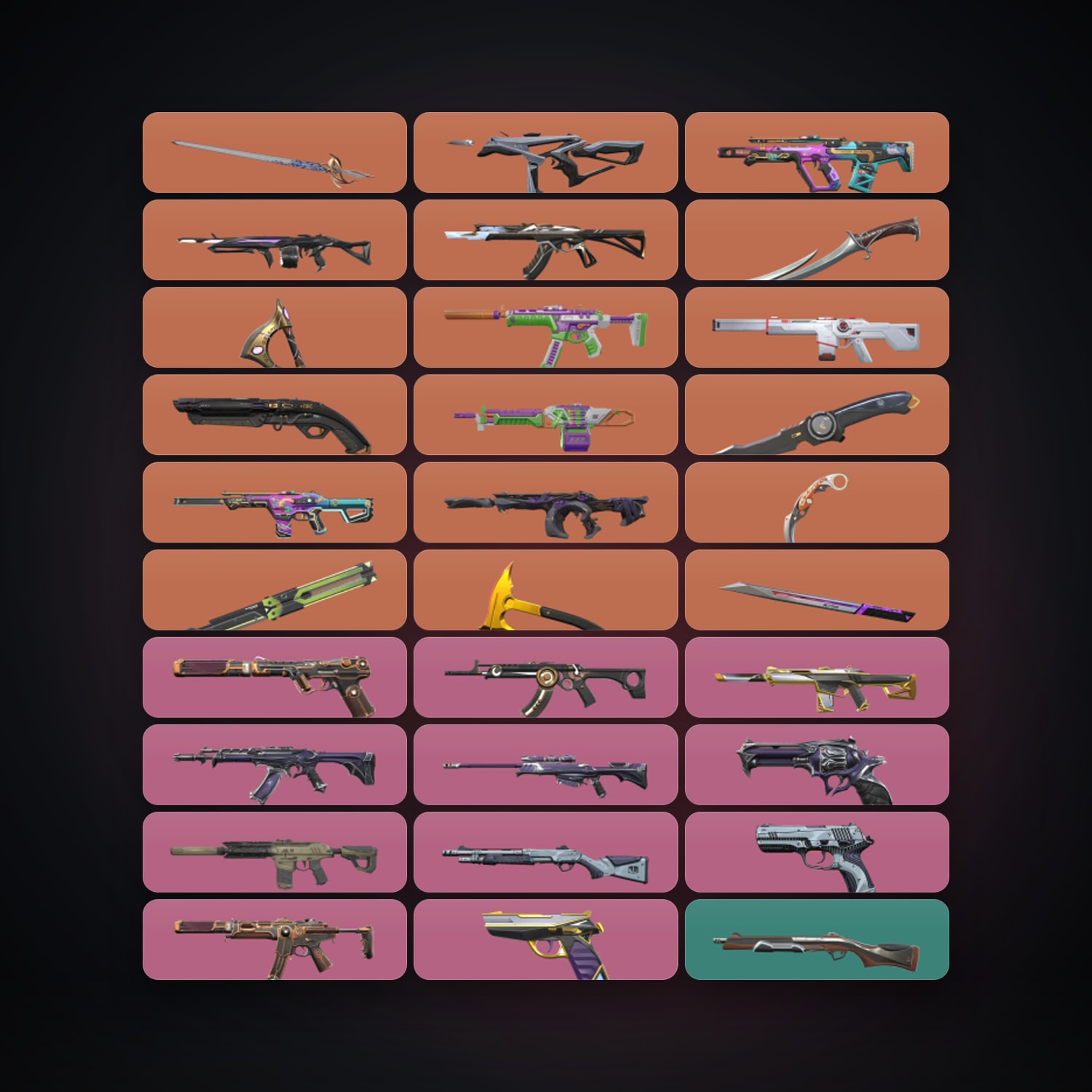 Valorant account: LA Plat 1 locker — 8 knives, 154 skins, lvl 419 — 146 LoL champions, 93 LoL skins — HabibiAccounts