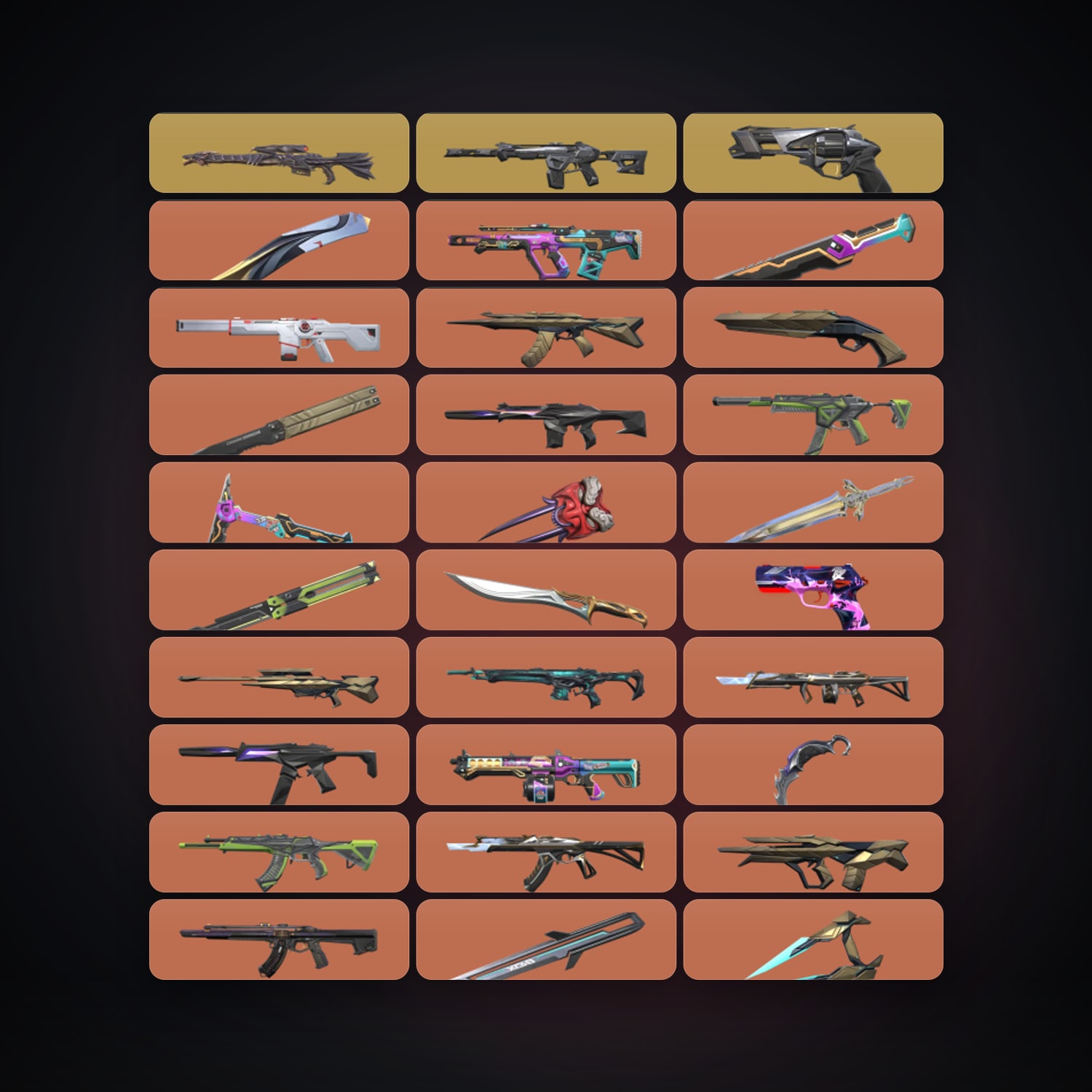 Valorant account: EU Diamond 1 locker — 22 knives, 288 skins, lvl 257 — HabibiAccounts