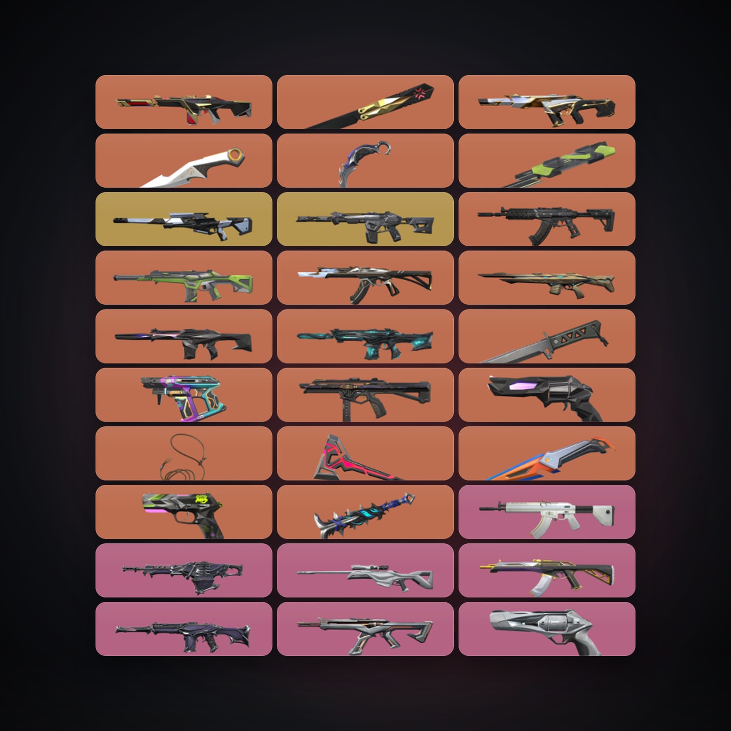 Valorant account: EU Gold 3 locker — 9 knives, 117 skins, lvl 106 — HabibiAccounts