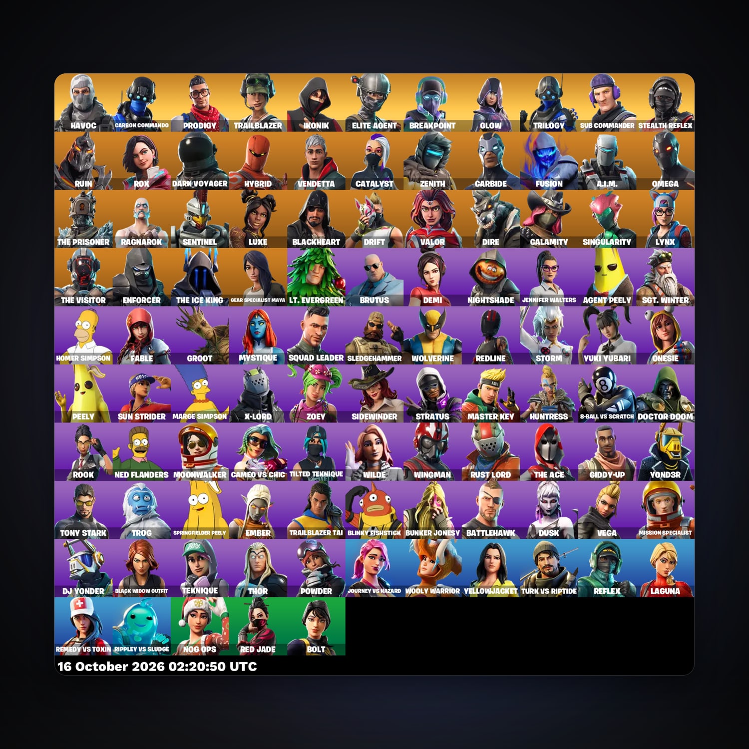 Fortnite account with Elite Agent & IKONIK — 104 skins — 2.6K V-Bucks — lvl 1077 — HabibiAccounts