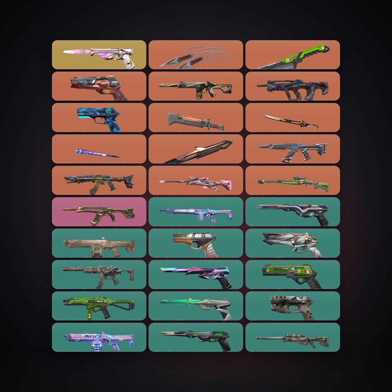 Valorant account: AP Diamond 1 locker — 6 knives, 64 skins, lvl 308 — HabibiAccounts