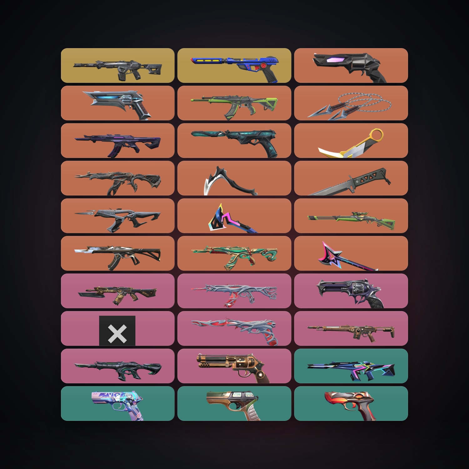 Valorant account: BR Immortal 1 locker — 6 knives, 60 skins, lvl 348 — HabibiAccounts