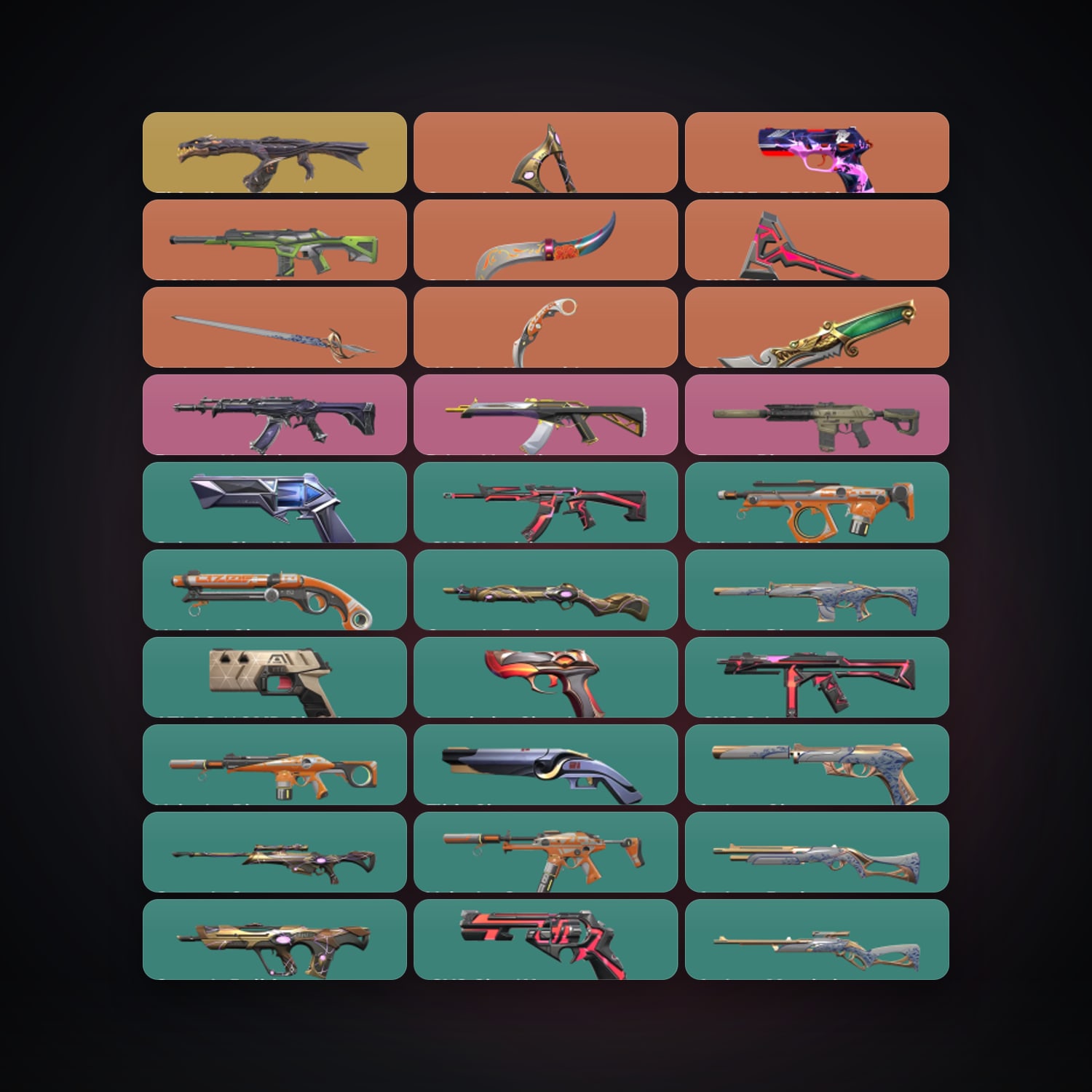 Valorant account: AP Plat 2 locker — 6 knives, 84 skins, lvl 374 — HabibiAccounts