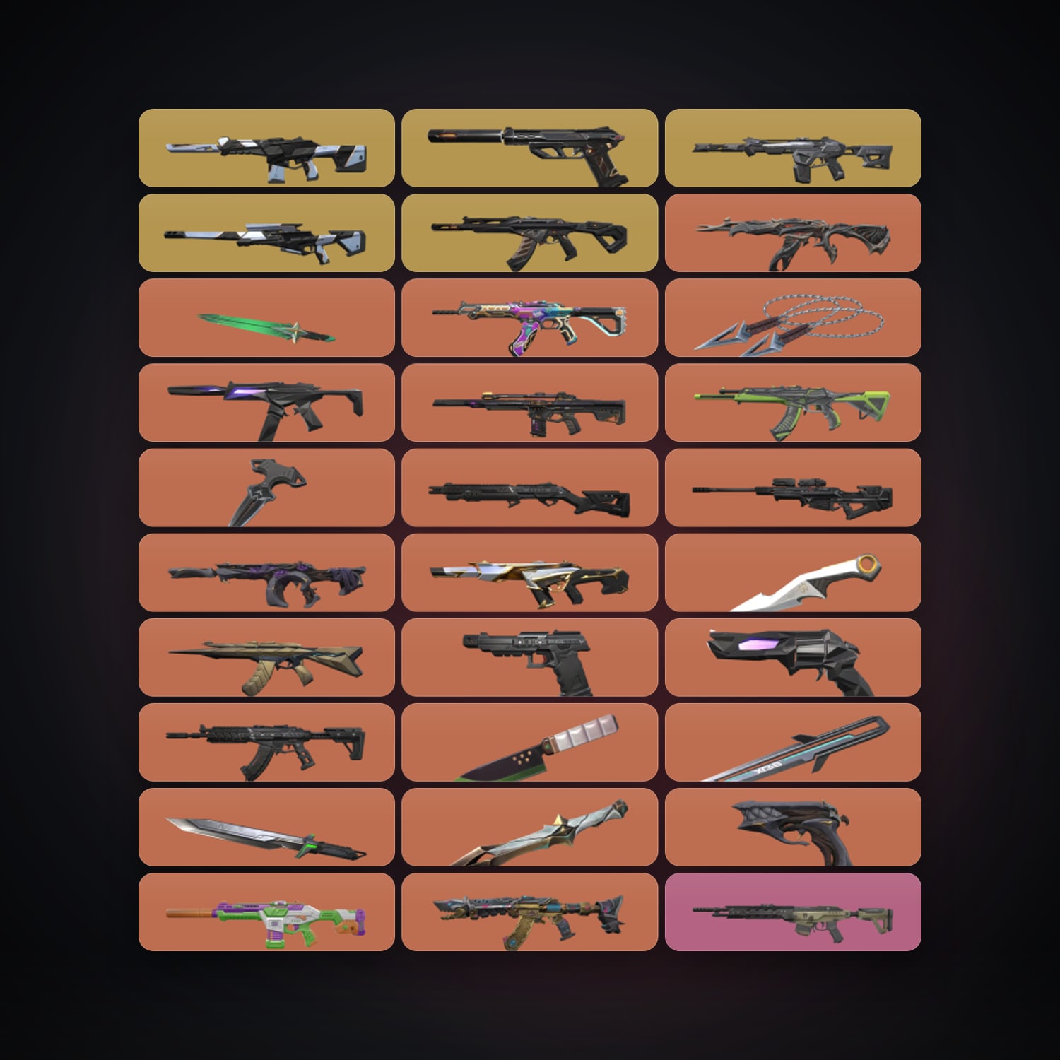 Valorant account: EU Gold 1 locker — 8 knives, 107 skins, lvl 350 — HabibiAccounts