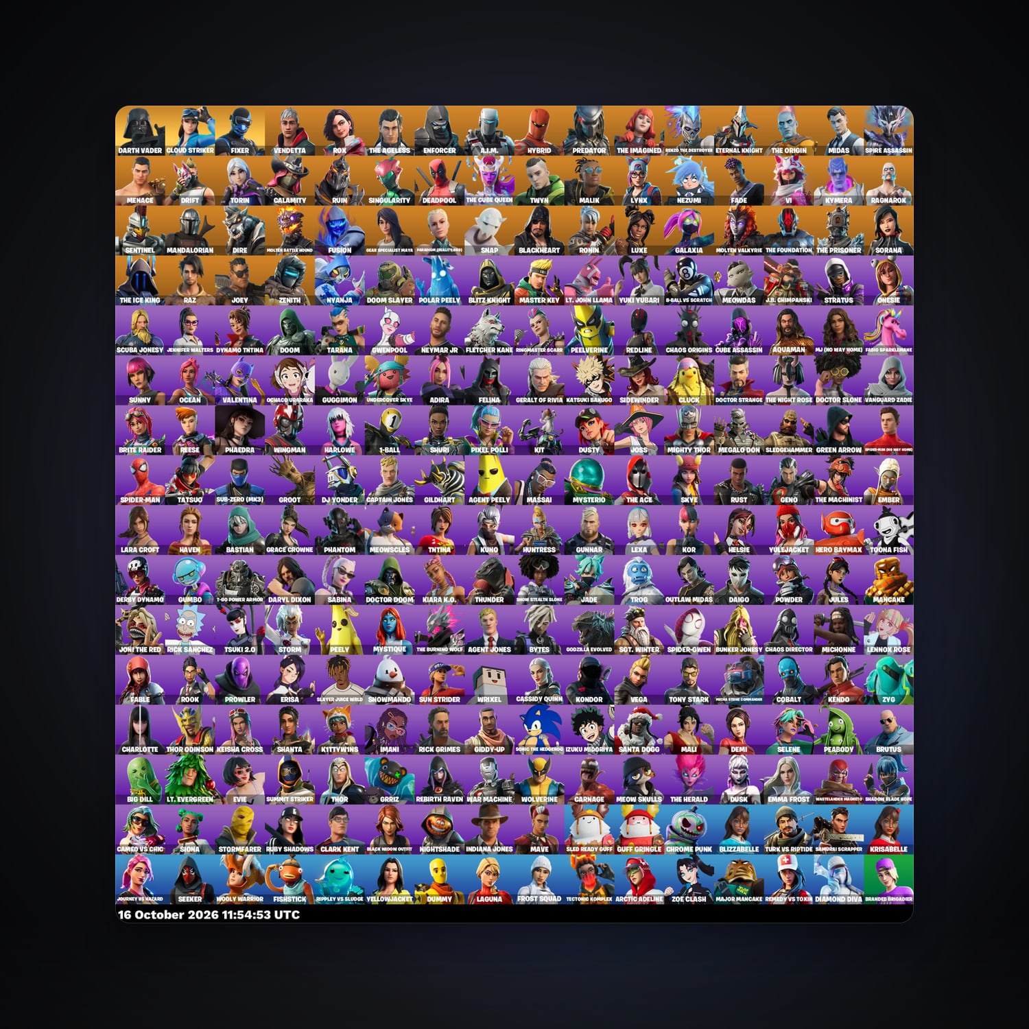 حساب فورتنايت Midas وVendetta، اللوكر مليان 256 سكن، 700 فيبوكس، لفل 3461، 645 فوز — HabibiAccounts