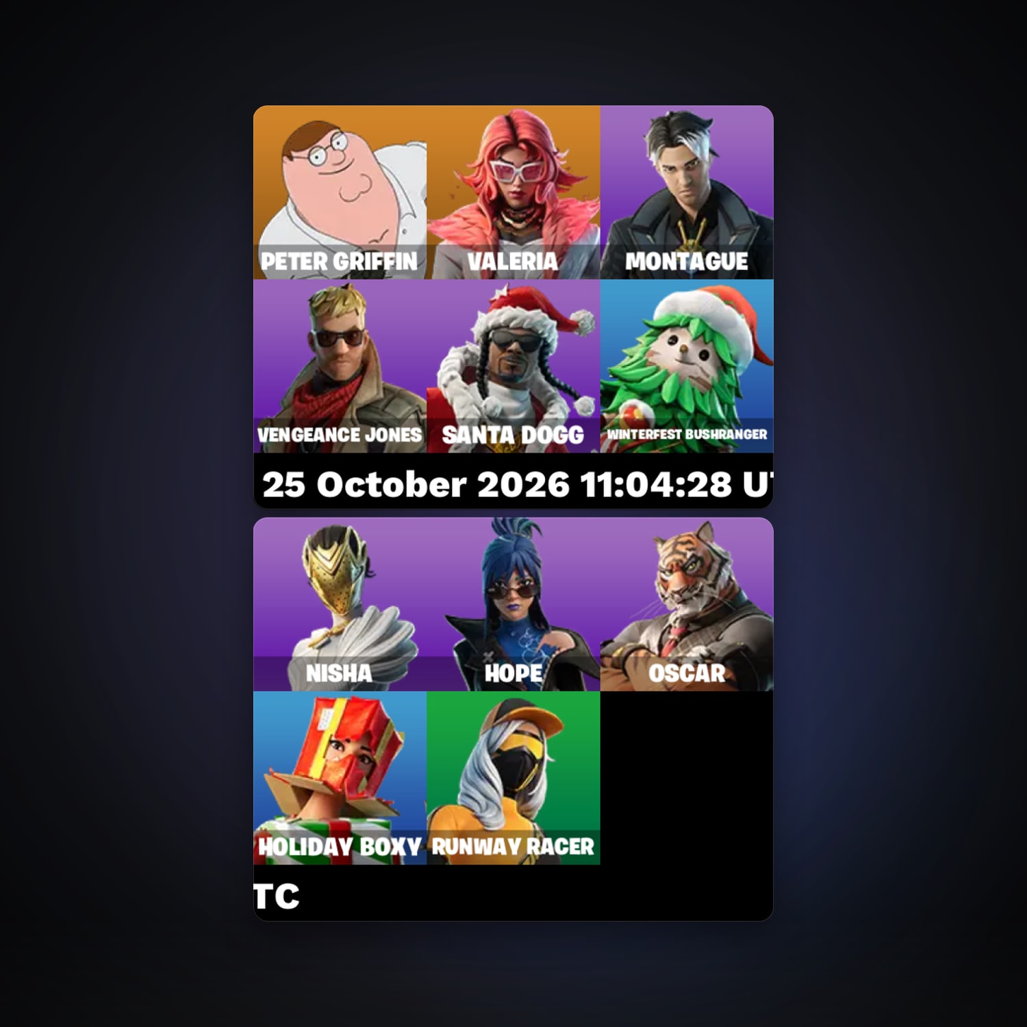 Fortnite account with Peter Griffin & Valeria — 11 skins — 650 V-Bucks — lvl 528 — HabibiAccounts