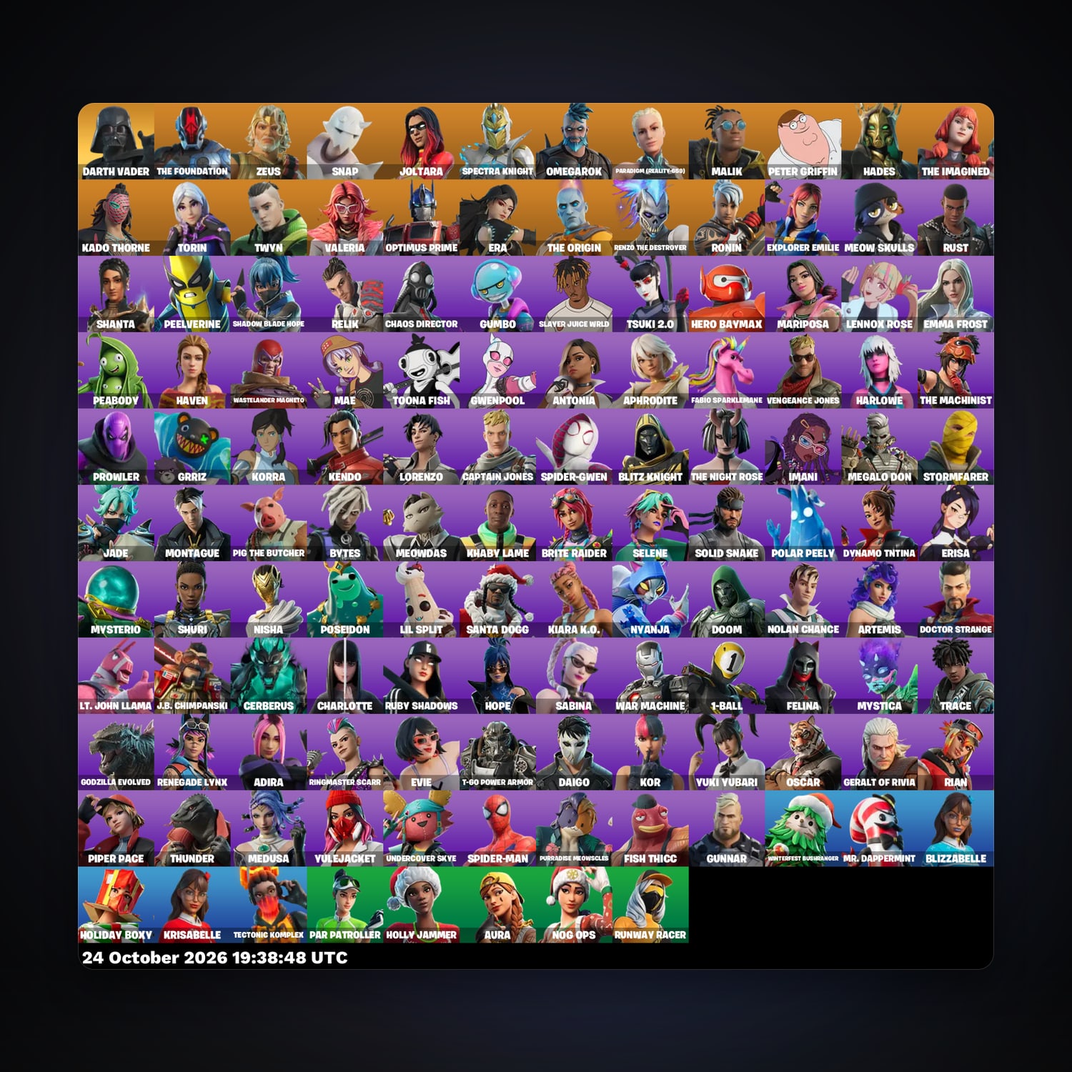 Fortnite account with The Foundation & Zeus — 128 skins — 450 V-Bucks — lvl 3156 — HabibiAccounts