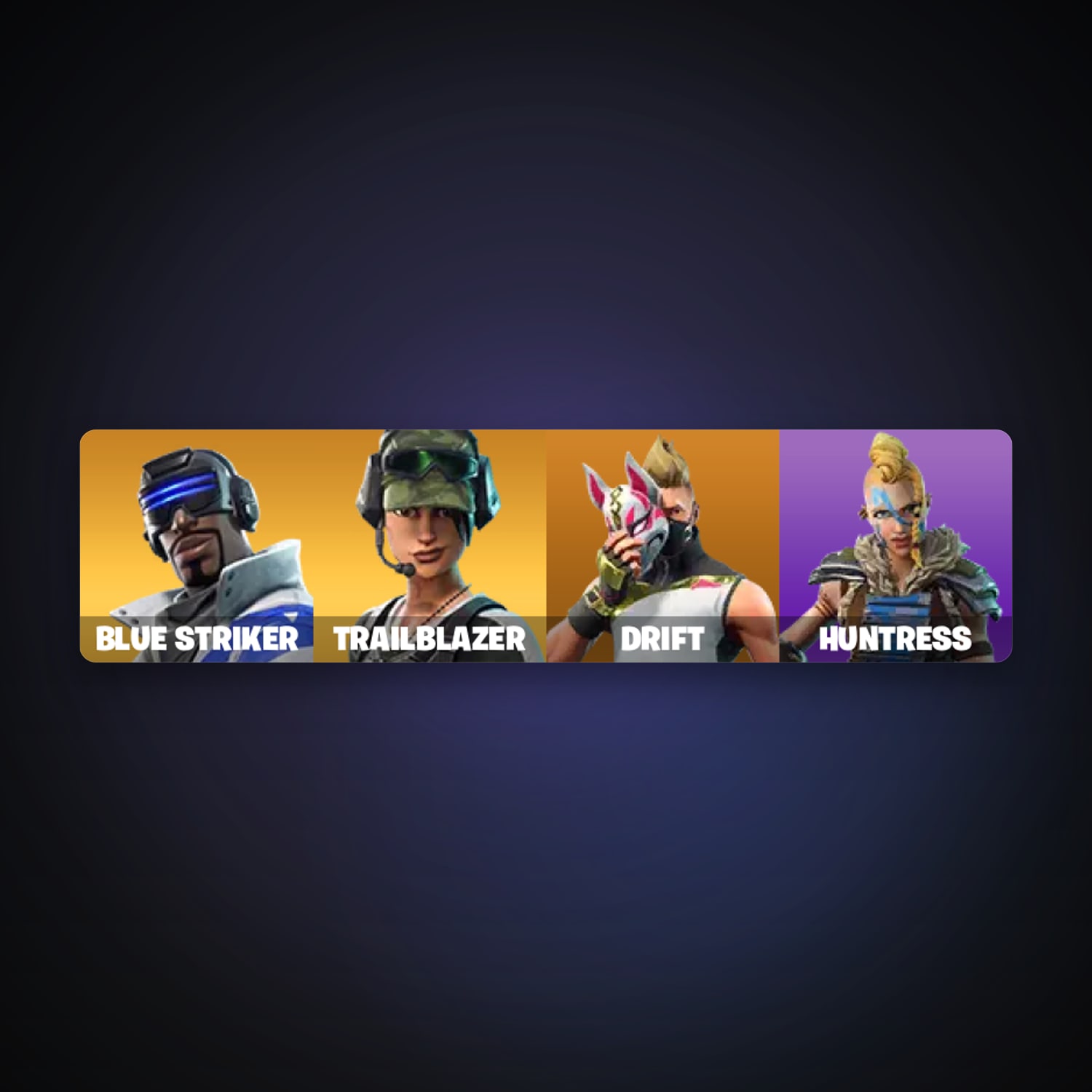 Fortnite account with Drift & Blue Striker — 4 skins — 250 V-Bucks — lvl 58 — HabibiAccounts
