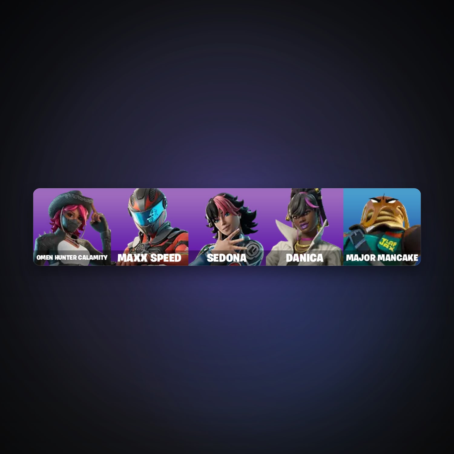 حساب فورتنايت Omen Hunter Calamity وMaxx Speed، لوكر 5 سكن، 1K فيبوكس، لفل 39، 1 فوز — HabibiAccounts