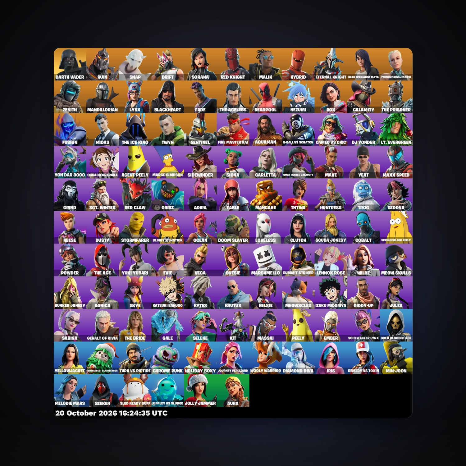 حساب فورتنايت Drift وRuin، اللوكر مليان 116 سكن، 450 فيبوكس، لفل 1661، 146 فوز — HabibiAccounts