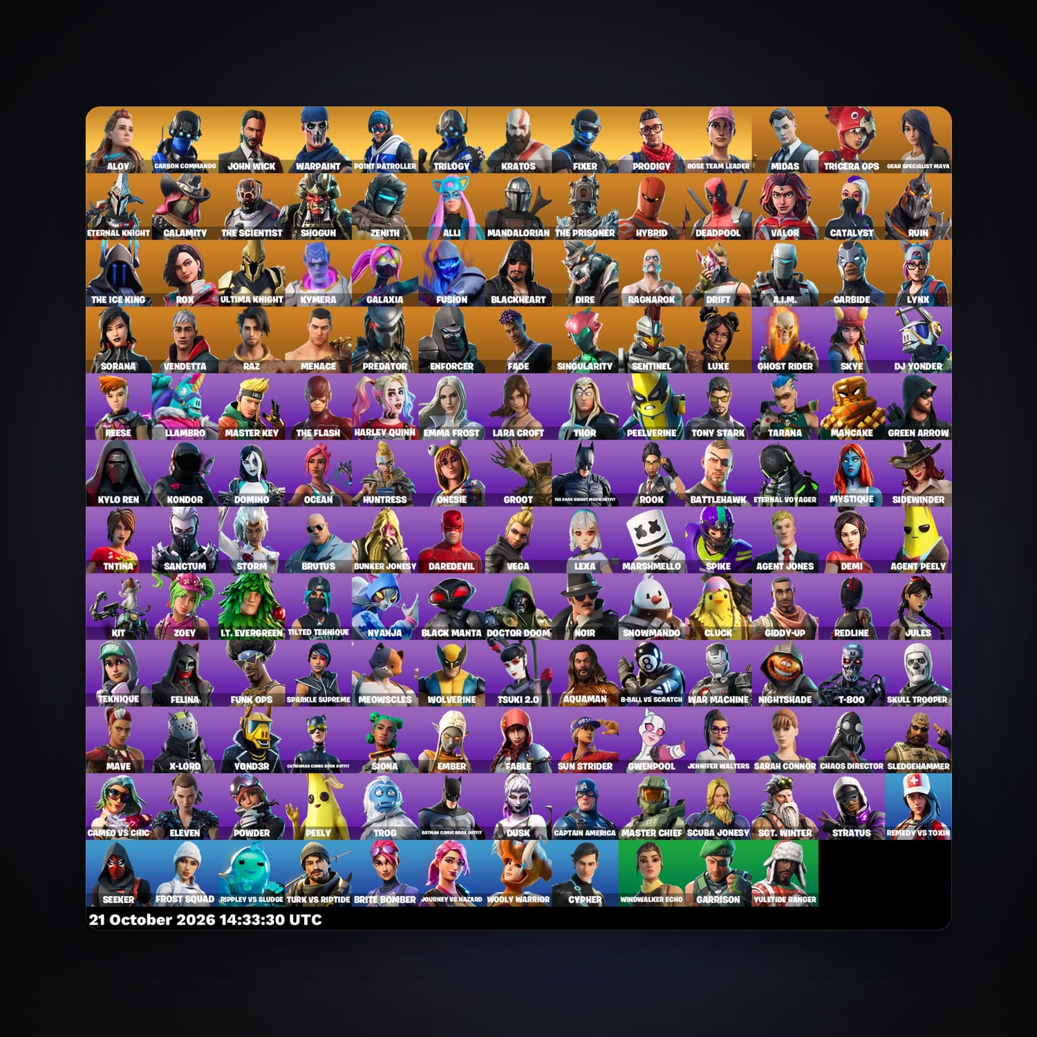 Fortnite account with Midas & Tricera Ops — 154 skins — 600 V-Bucks — lvl 1427 — HabibiAccounts