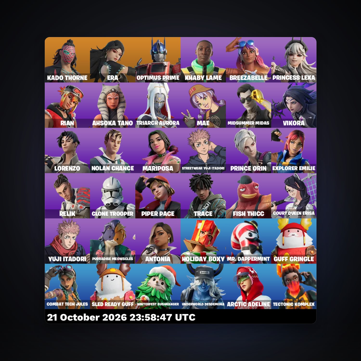 Fortnite account with Kado Thorne & Era — 36 skins — 100 V-Bucks — lvl 651 — HabibiAccounts