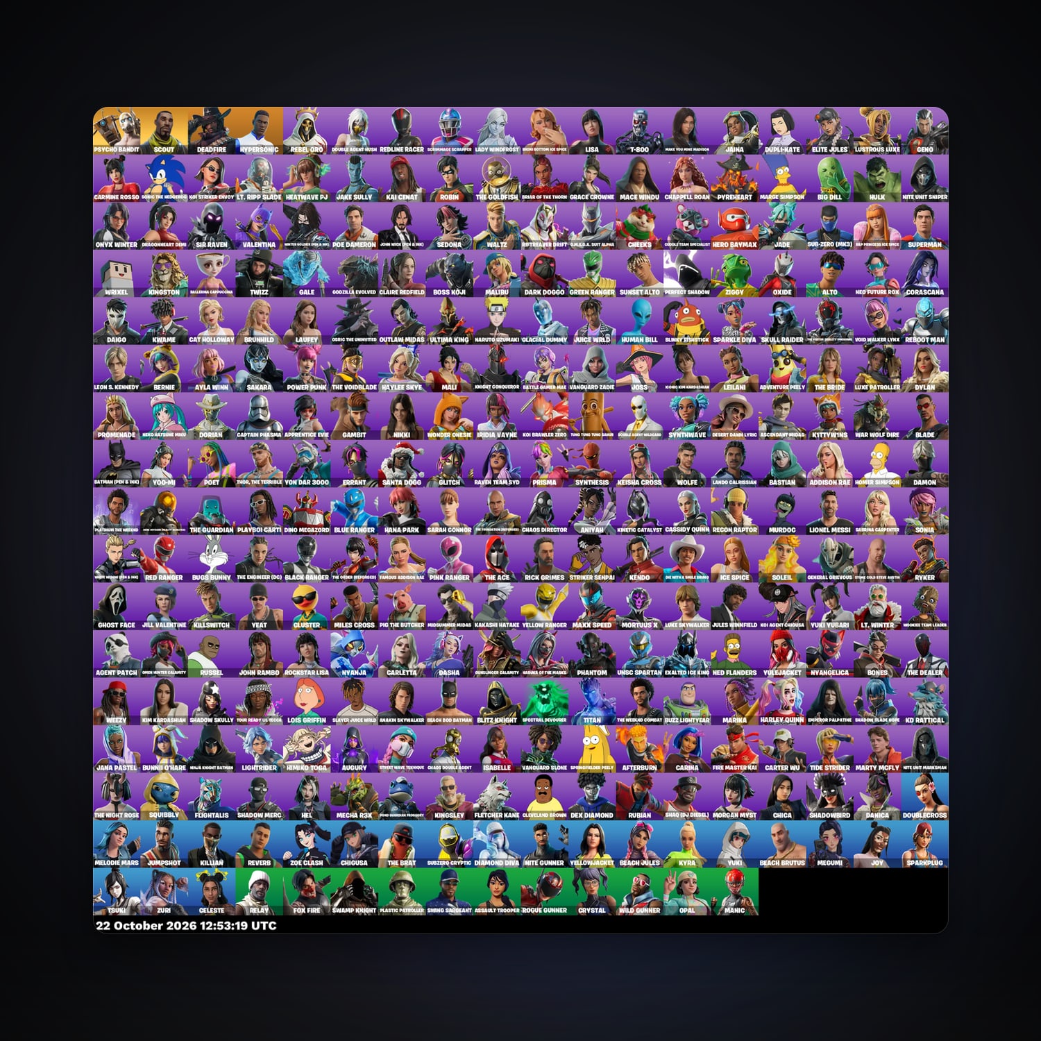 حساب فورتنايت Deadfire وHypersonic، اللوكر مليان 302 سكن، 5.6K فيبوكس، لفل 2883، 862 فوز — HabibiAccounts