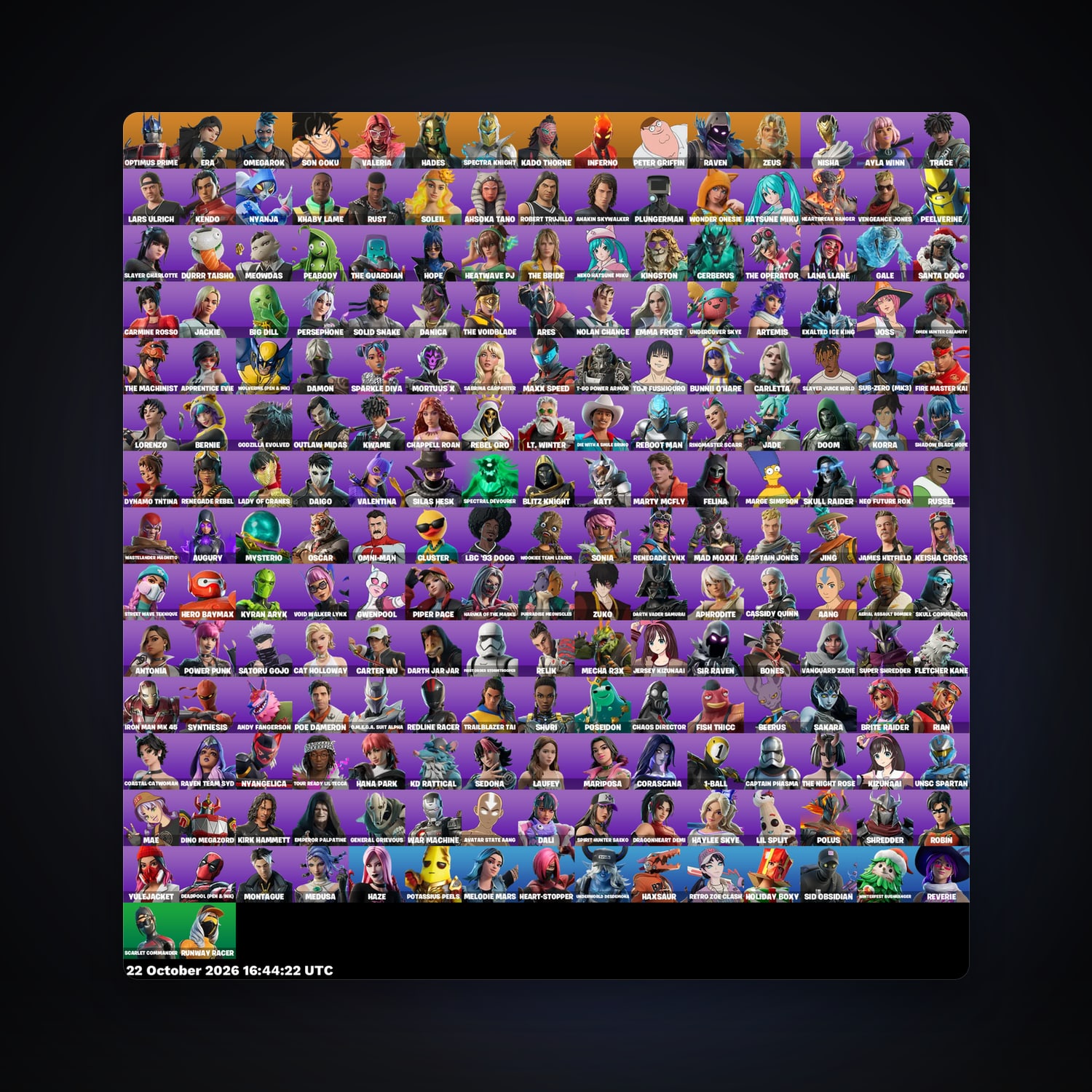 Fortnite account with Raven & Optimus Prime — 212 skins — 3.3K V-Bucks — lvl 1677 — HabibiAccounts