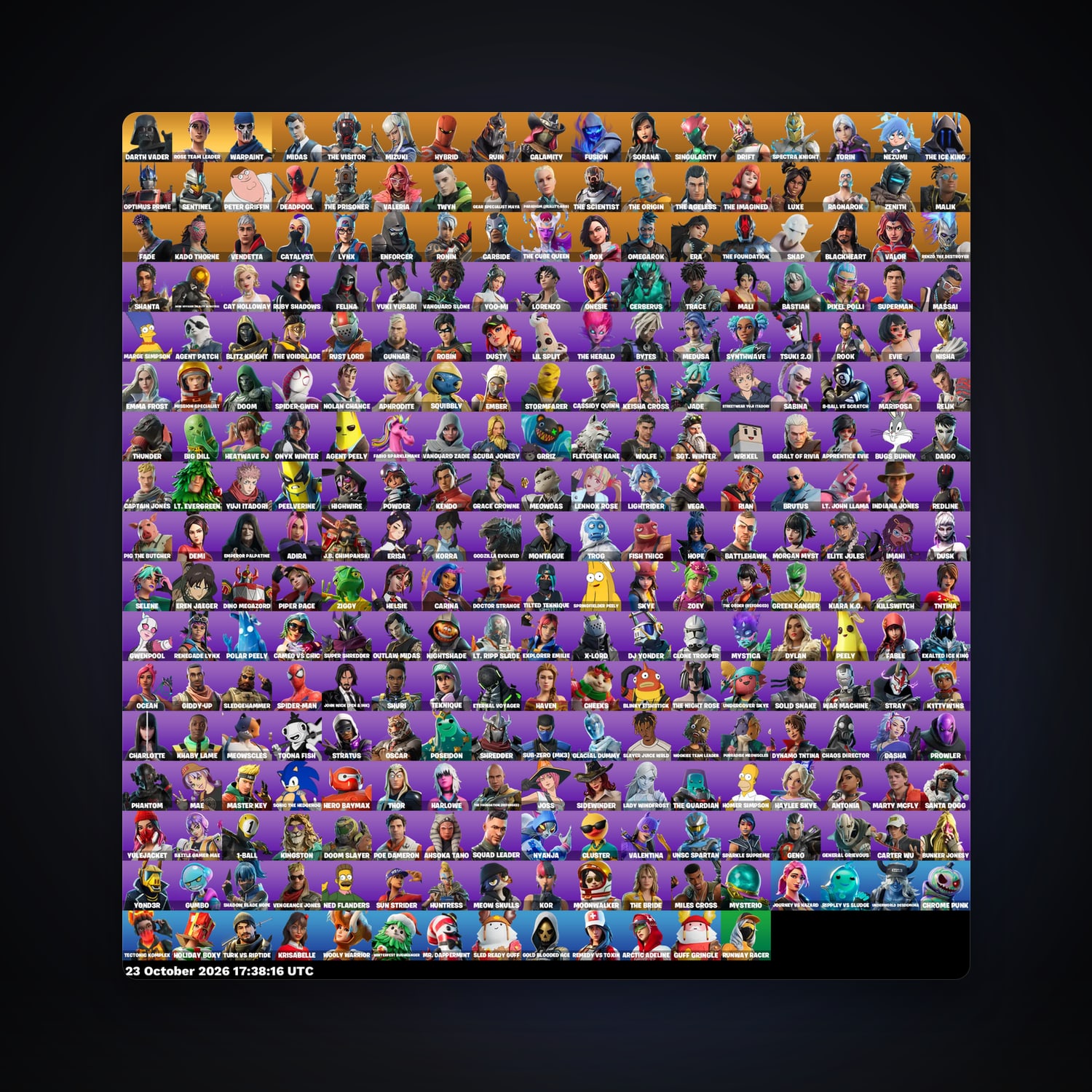 Fortnite account with The Visitor & Midas — 285 skins — 1.2K V-Bucks — lvl 5669 — HabibiAccounts