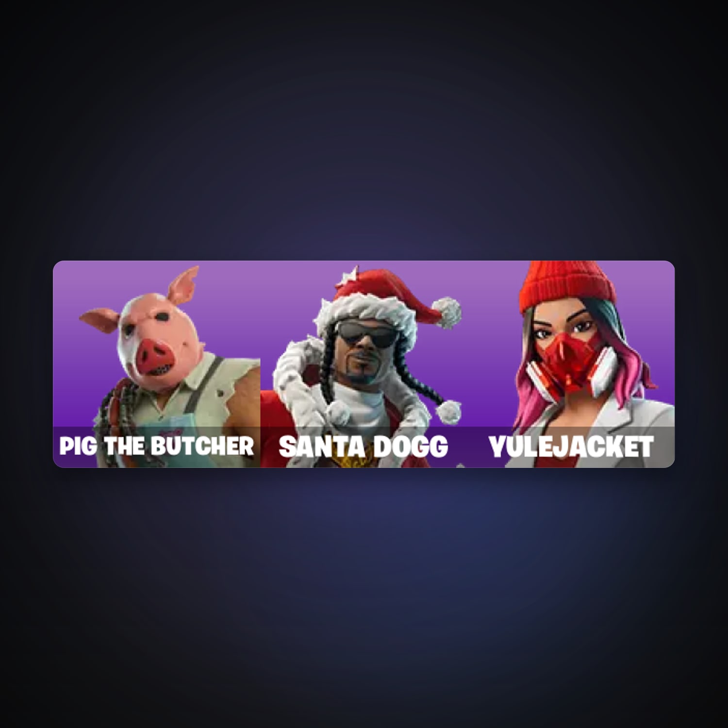 Fortnite account with Pig the Butcher & Santa Dogg — 3 skins — 400 V-Bucks — lvl 276 — HabibiAccounts