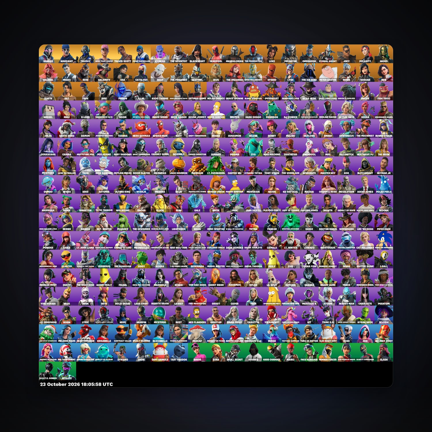 Fortnite account with Travis Scott & Deadpool — 325 skins — 750 V-Bucks — lvl 3601 — HabibiAccounts